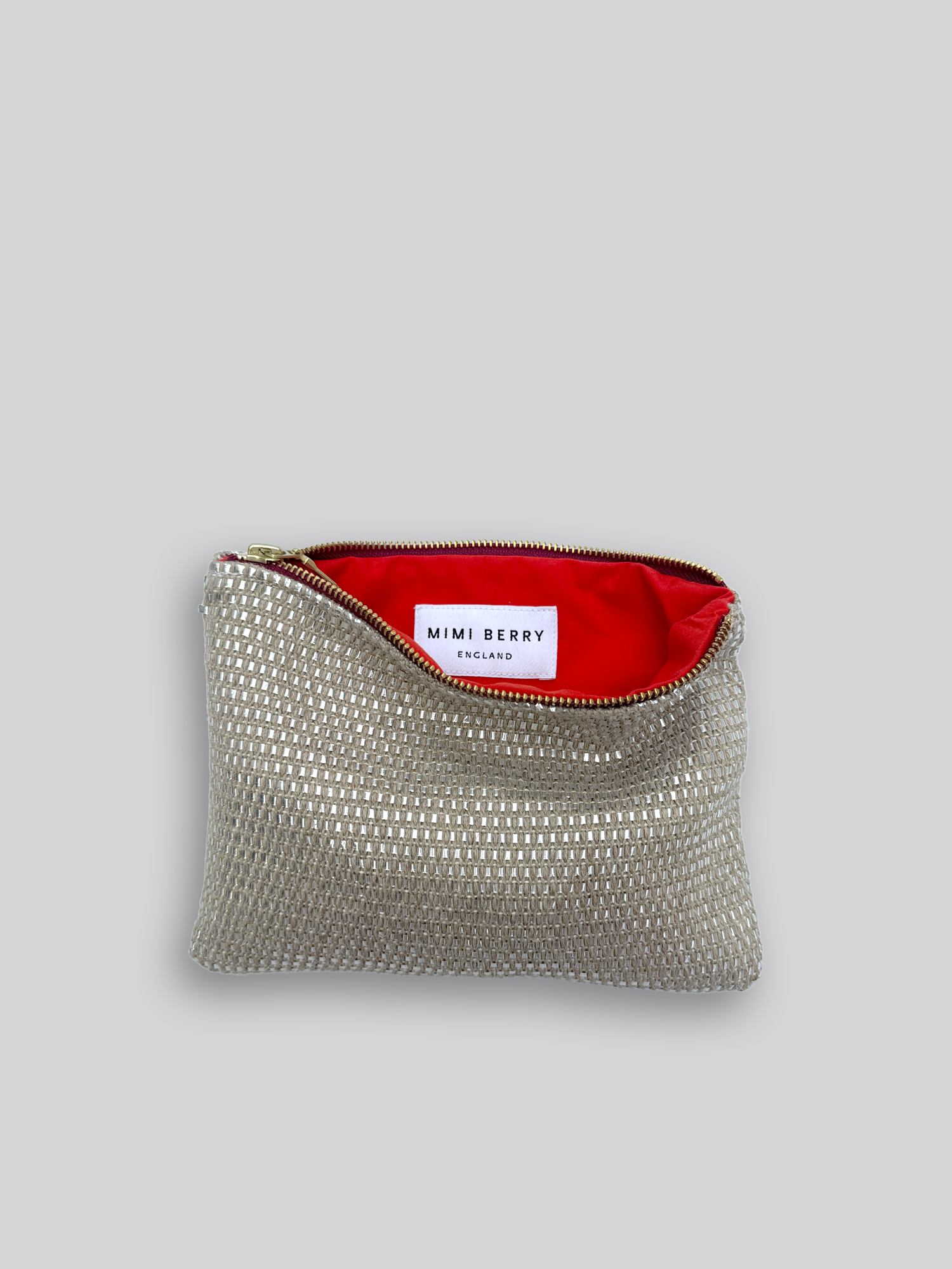Fabric Pouch - Silver Woven