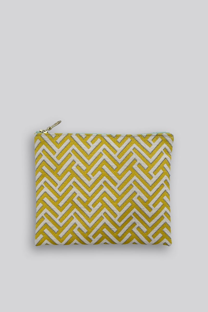 Fabric Pouch - Geometric Yellow