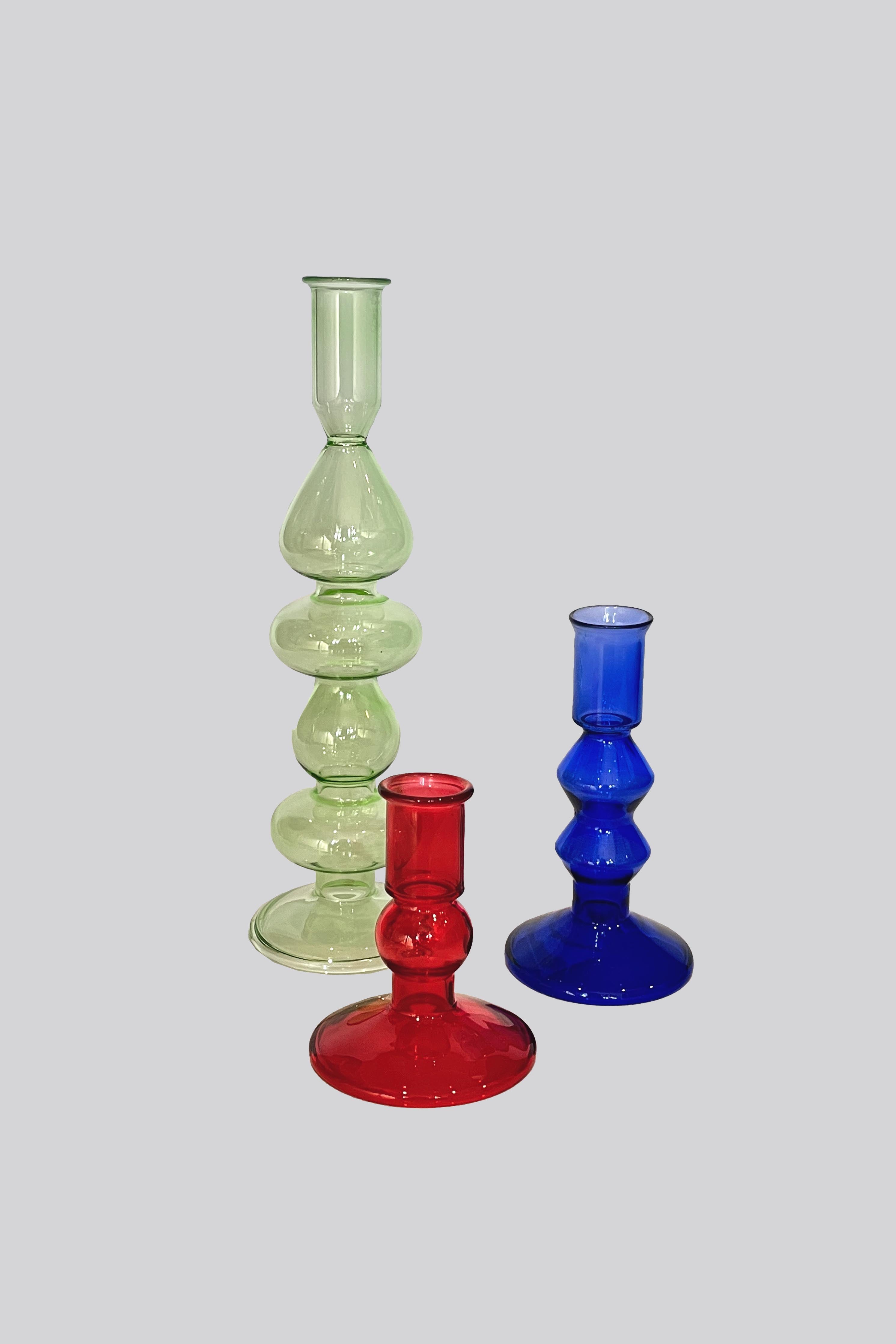 Large Blue Glass Candlestick