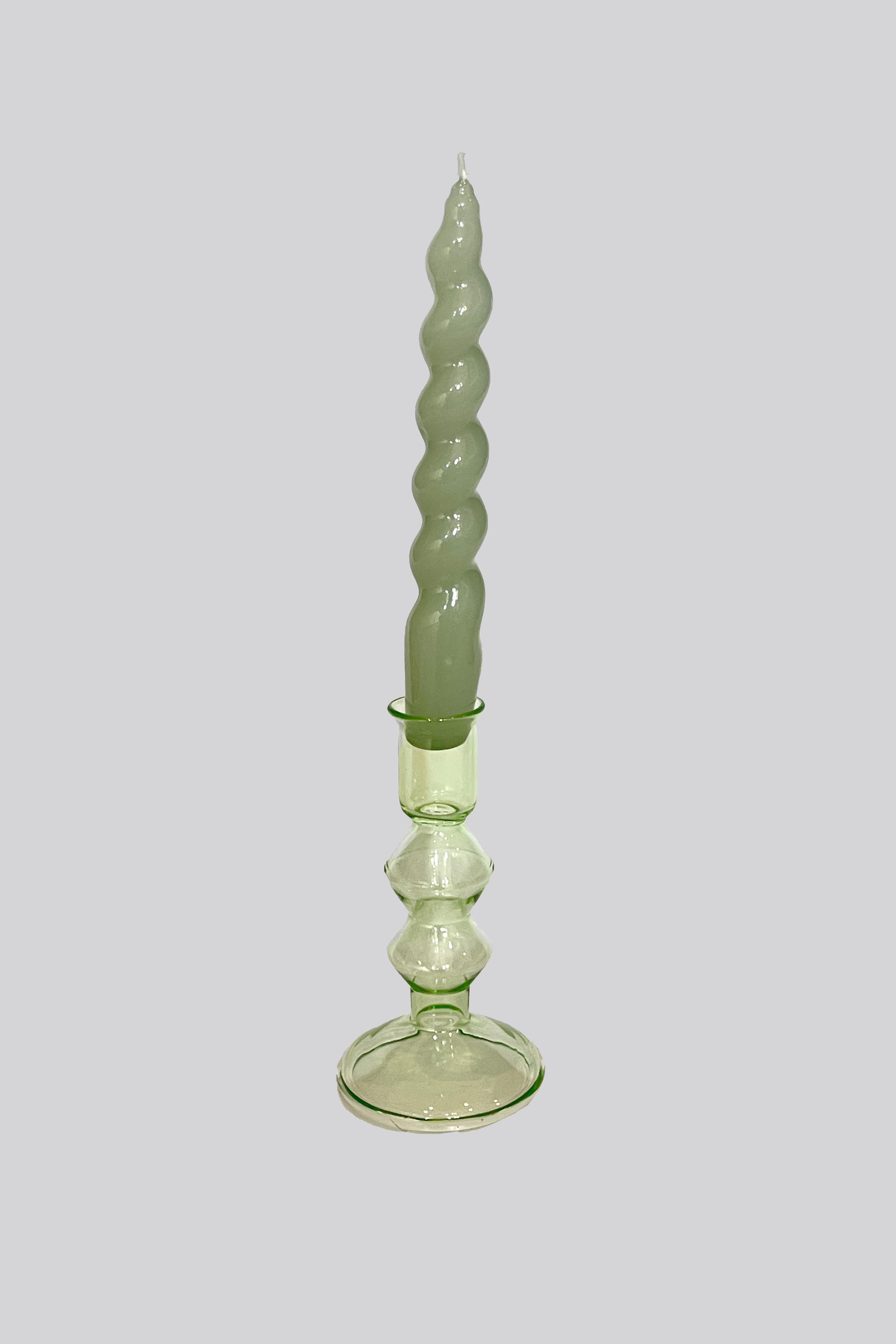 Medium Green Glass Candlestick