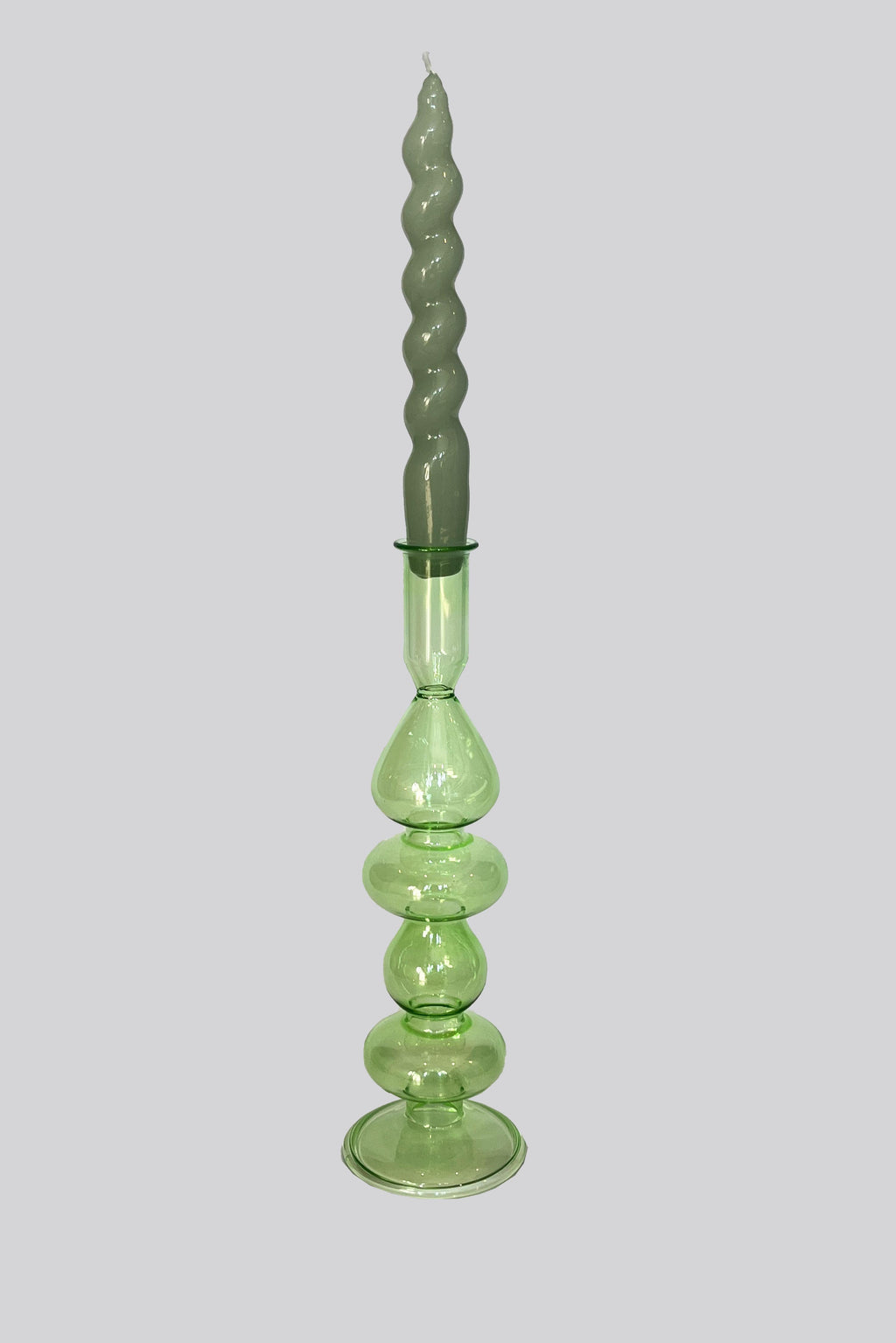 Large Green Glass Candlestick