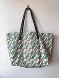 Fabric Tote Bag - Geometric with Black Handle
