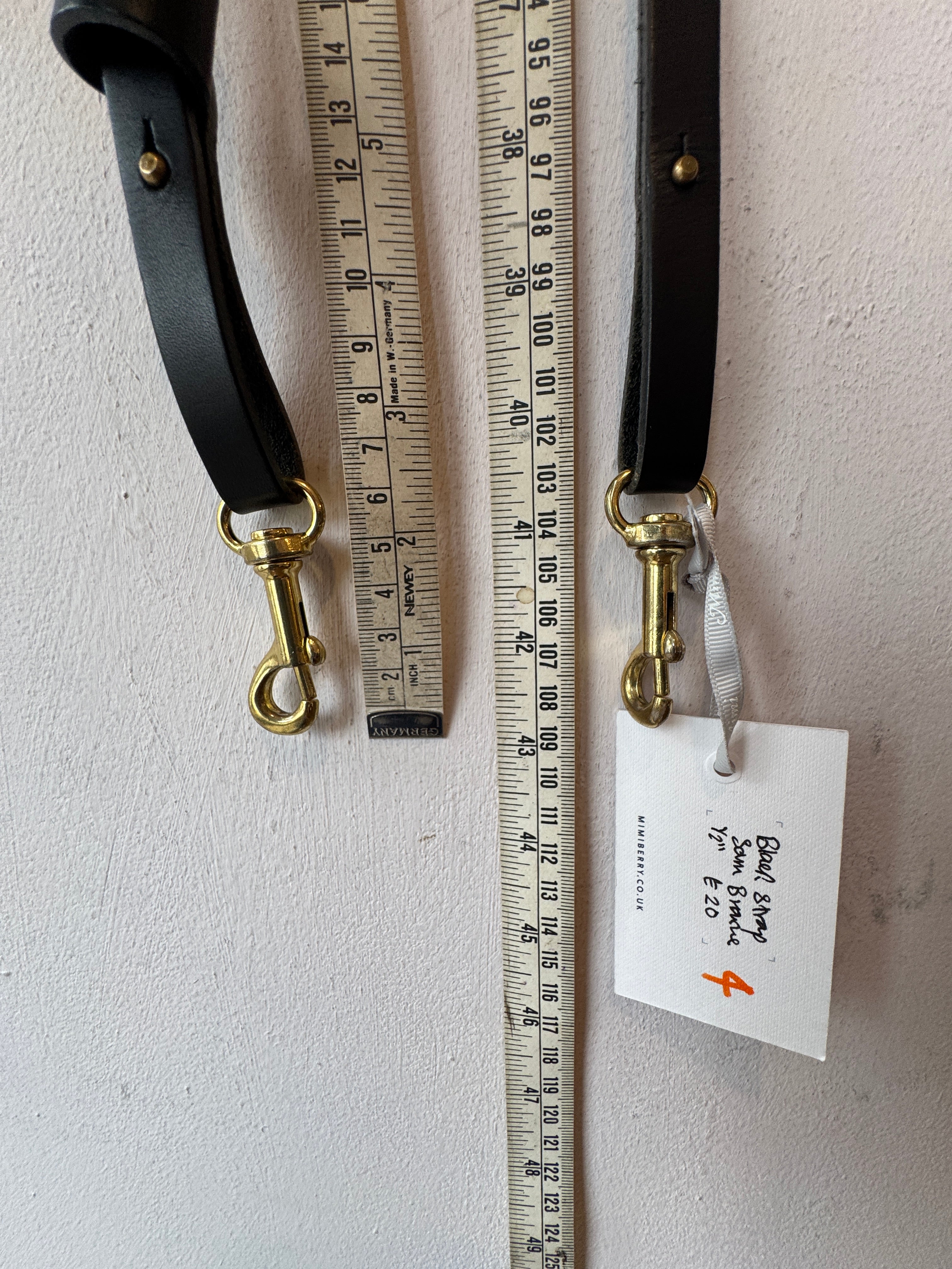 4 Leather Bag Strap 1/2" - Black & Sam Browne