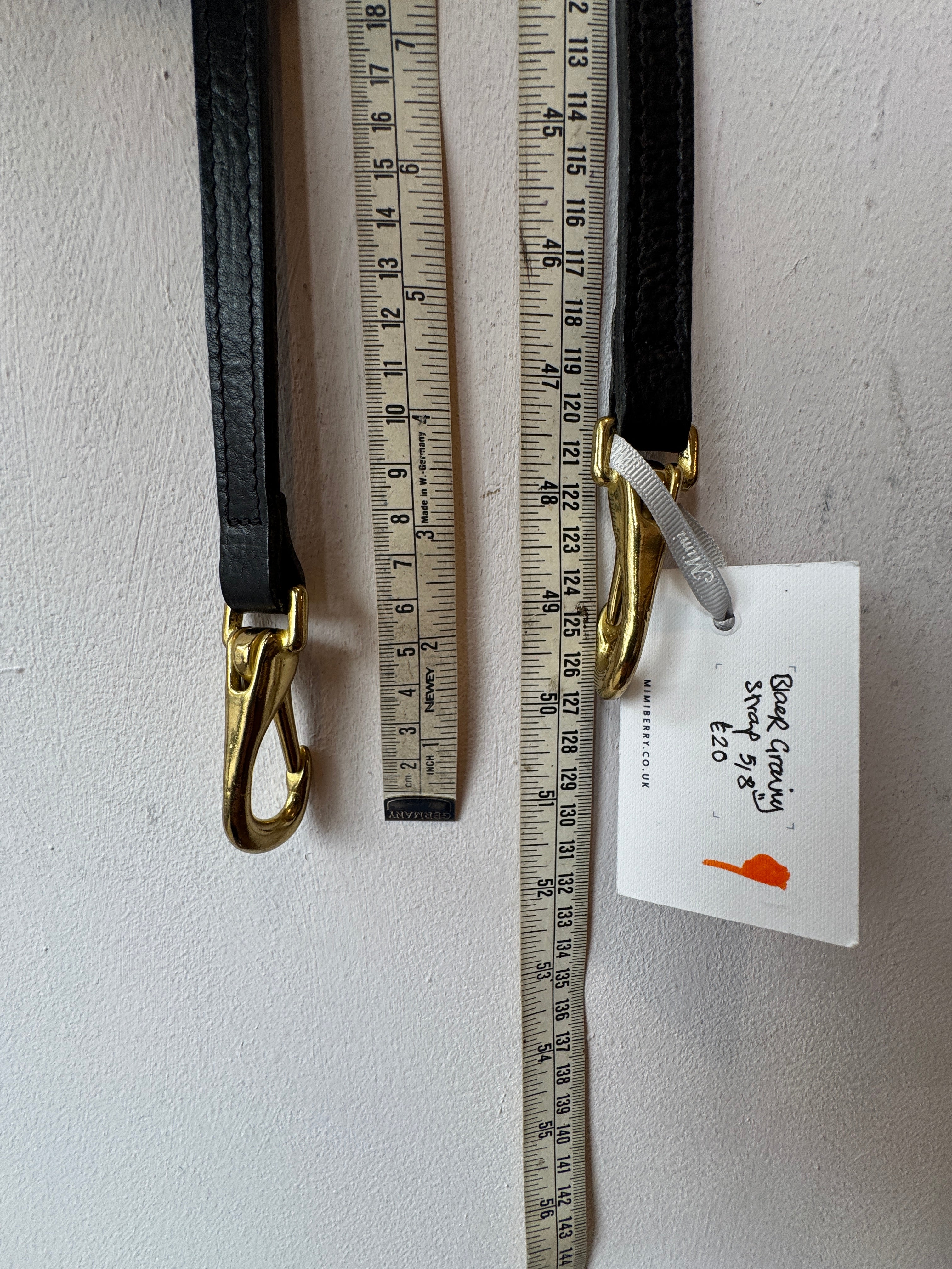 9 Leather Bag Strap 3/4" - Grainy Black