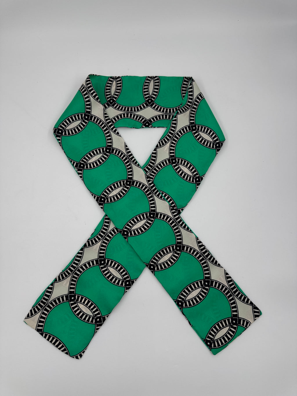 Silk Twill Long Scarf - Printed Green