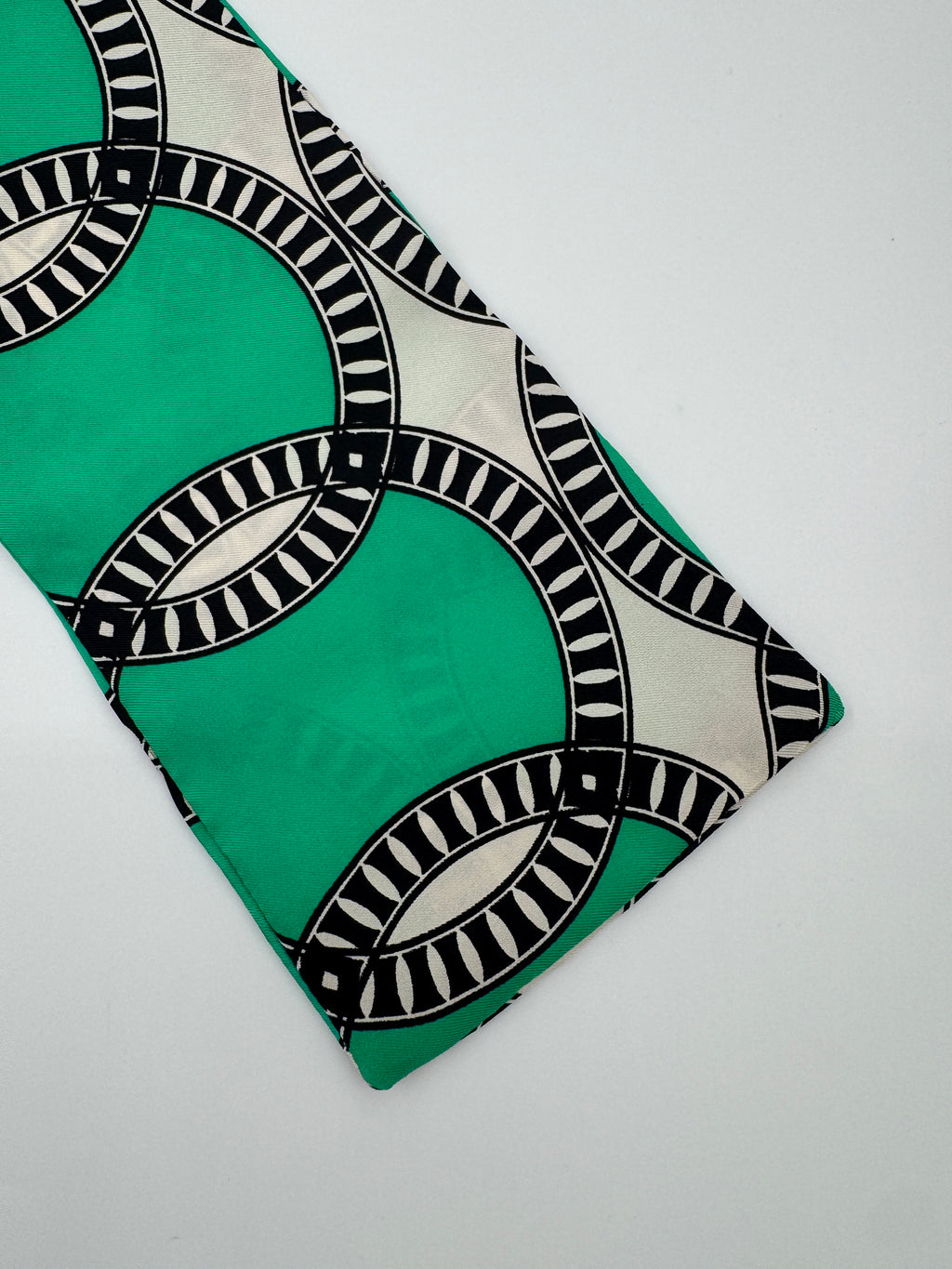 Silk Twill Long Scarf - Printed Green
