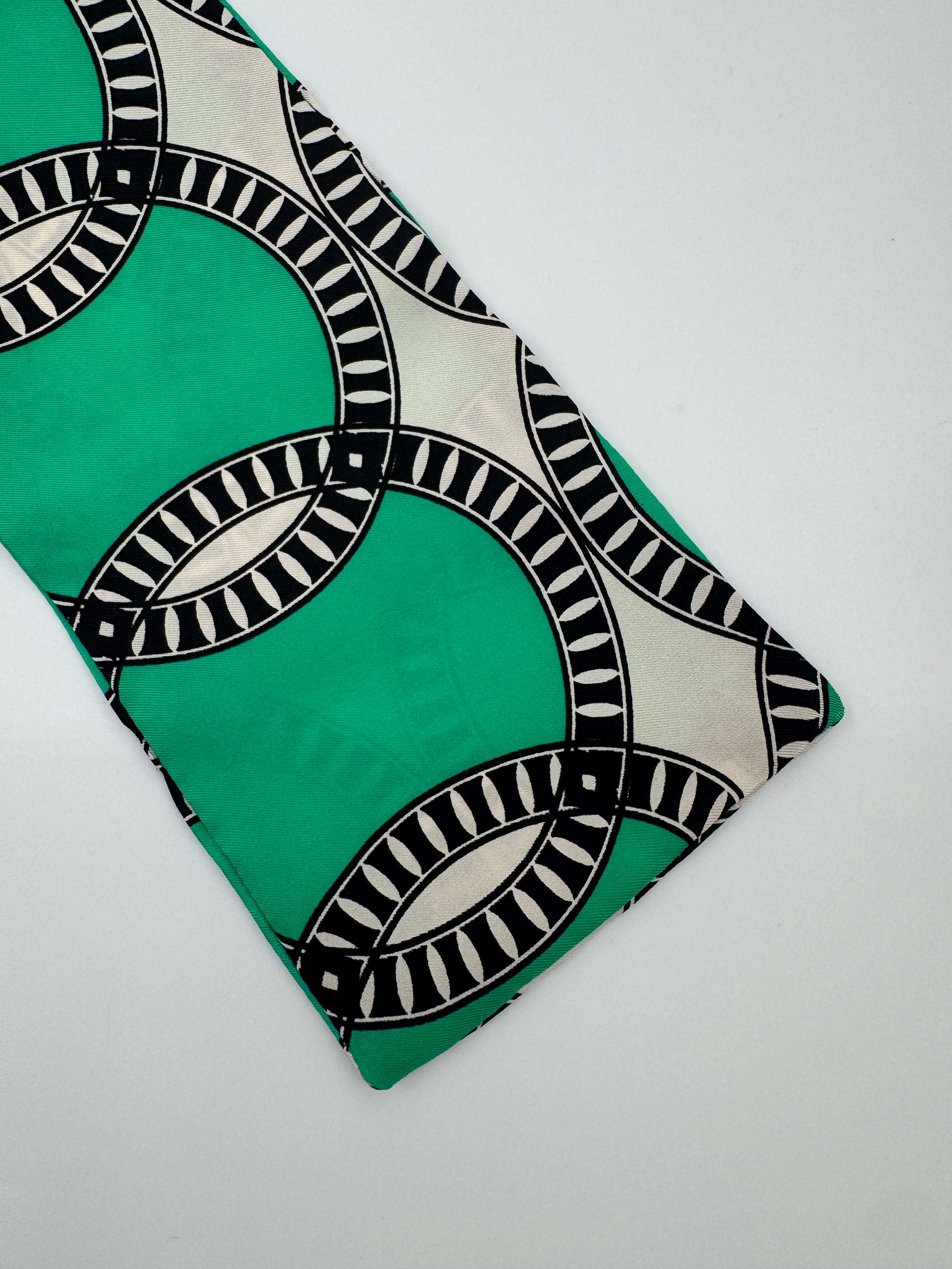Silk Twill Long Scarf - Printed Green