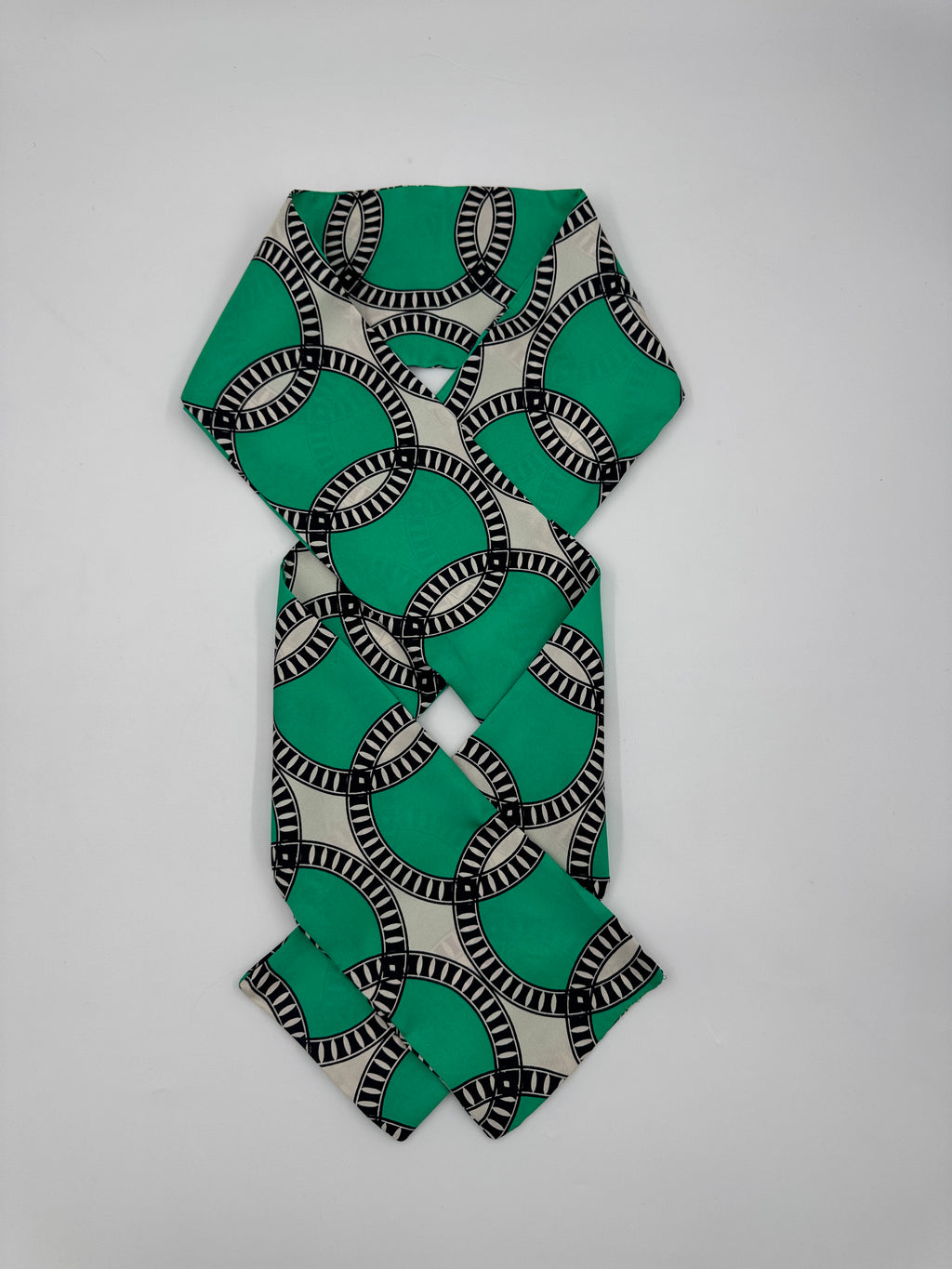 Silk Twill Long Scarf - Printed Green