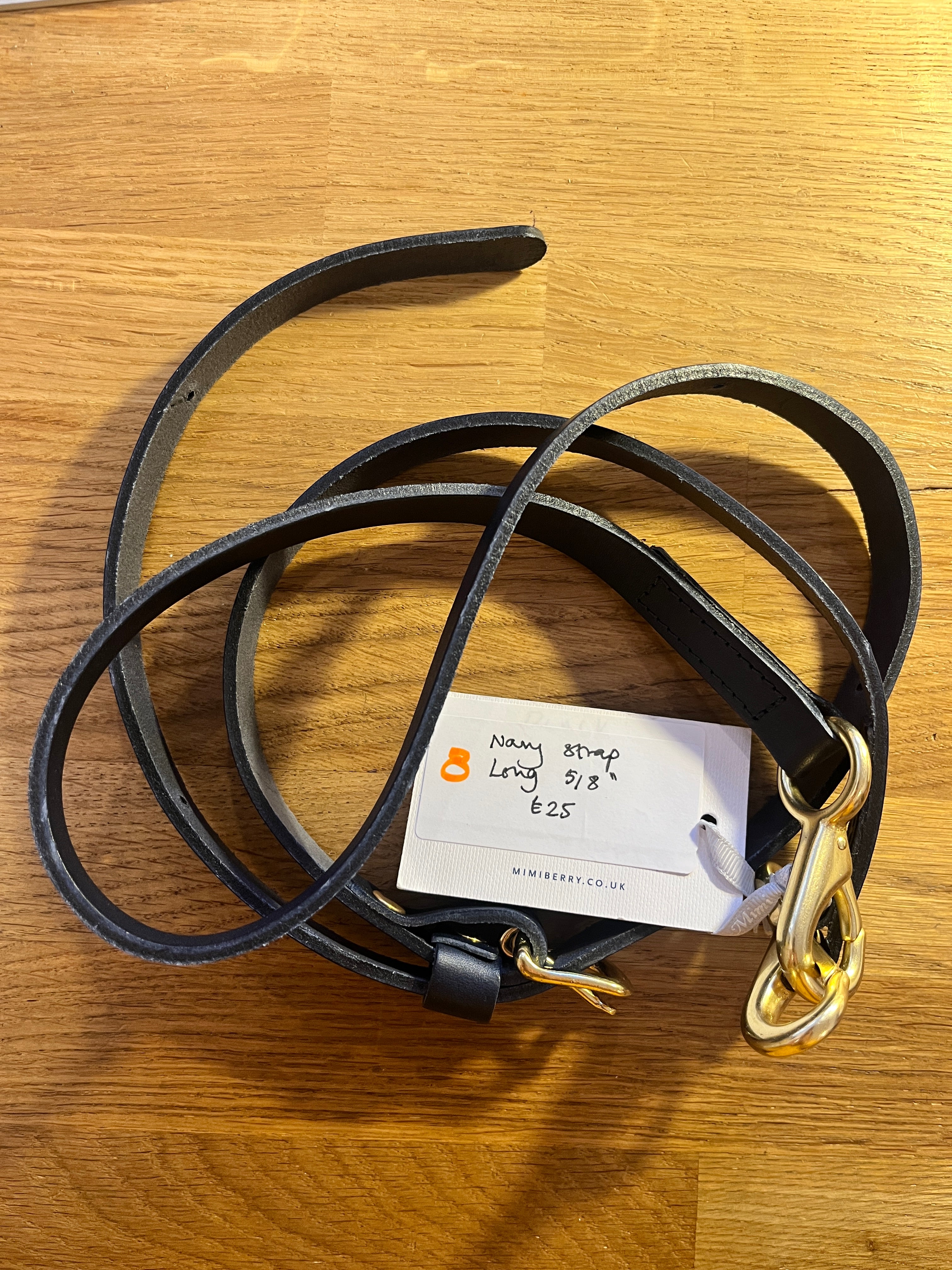 8 Leather Bag Strap Long 5/8" - Navy