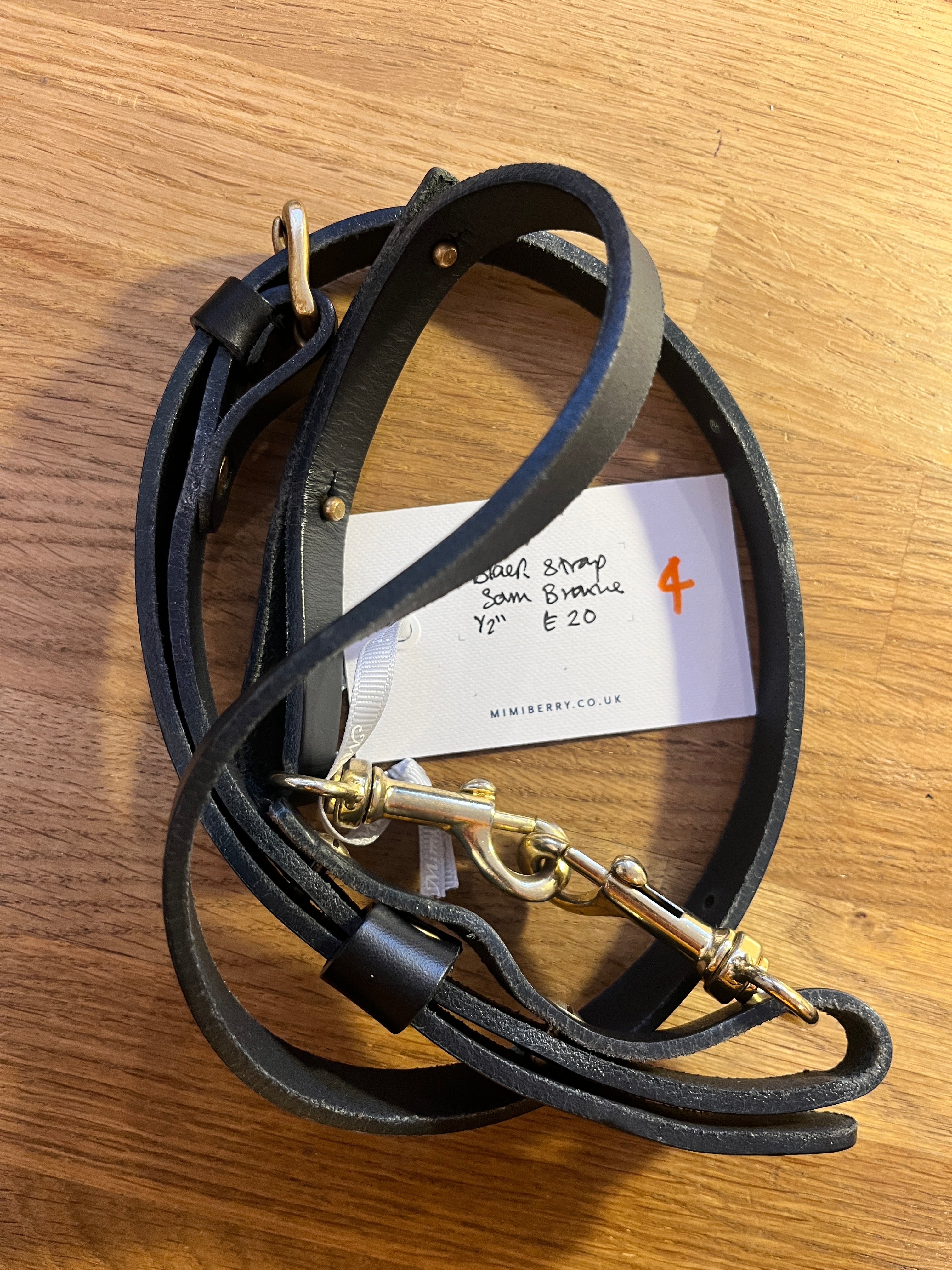 4 Leather Bag Strap 1/2" - Black & Sam Browne