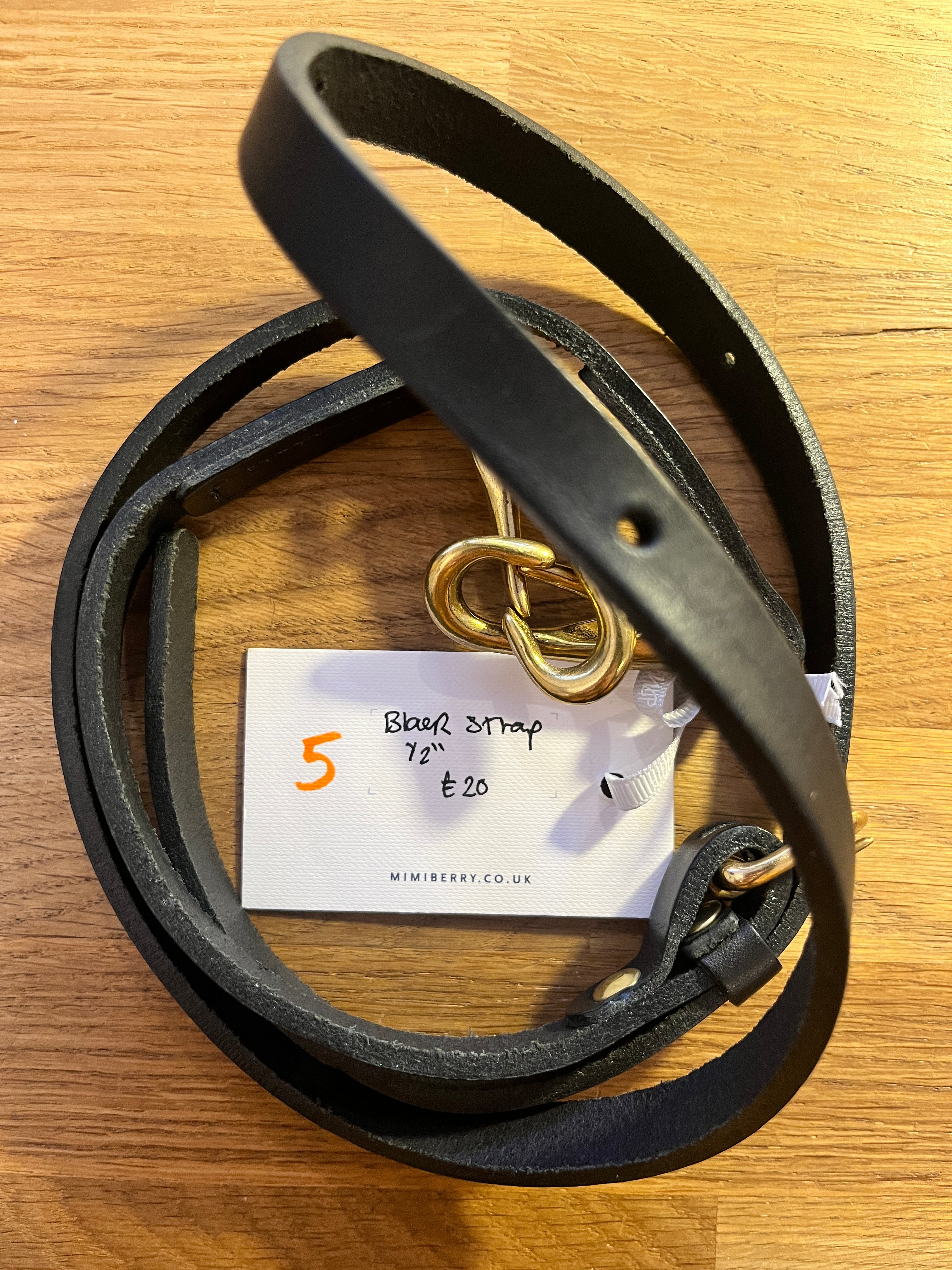 5 Leather Bag Strap 1/2" - Black