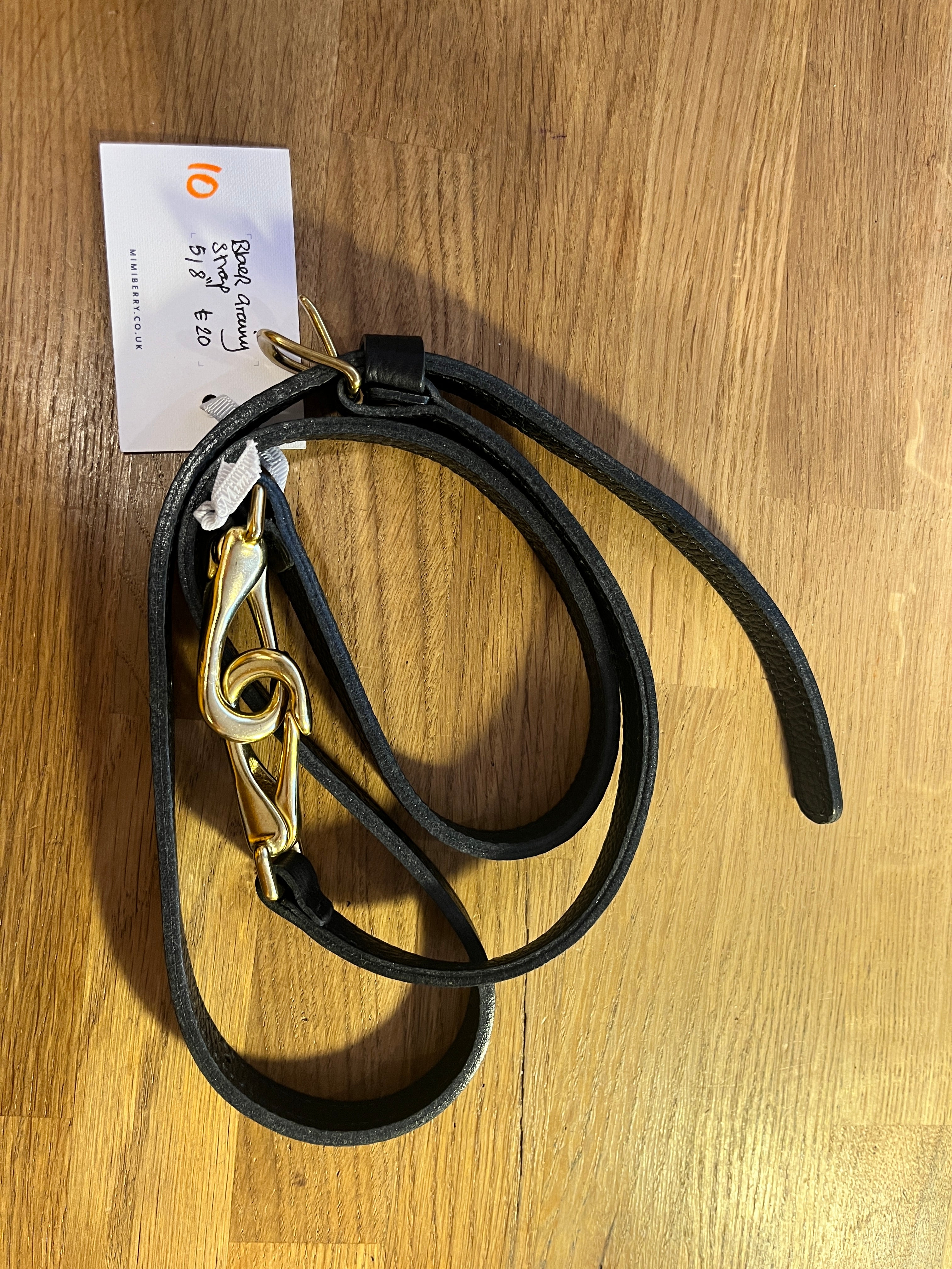 10 Leather Bag Strap 5/8" - Grainy Black