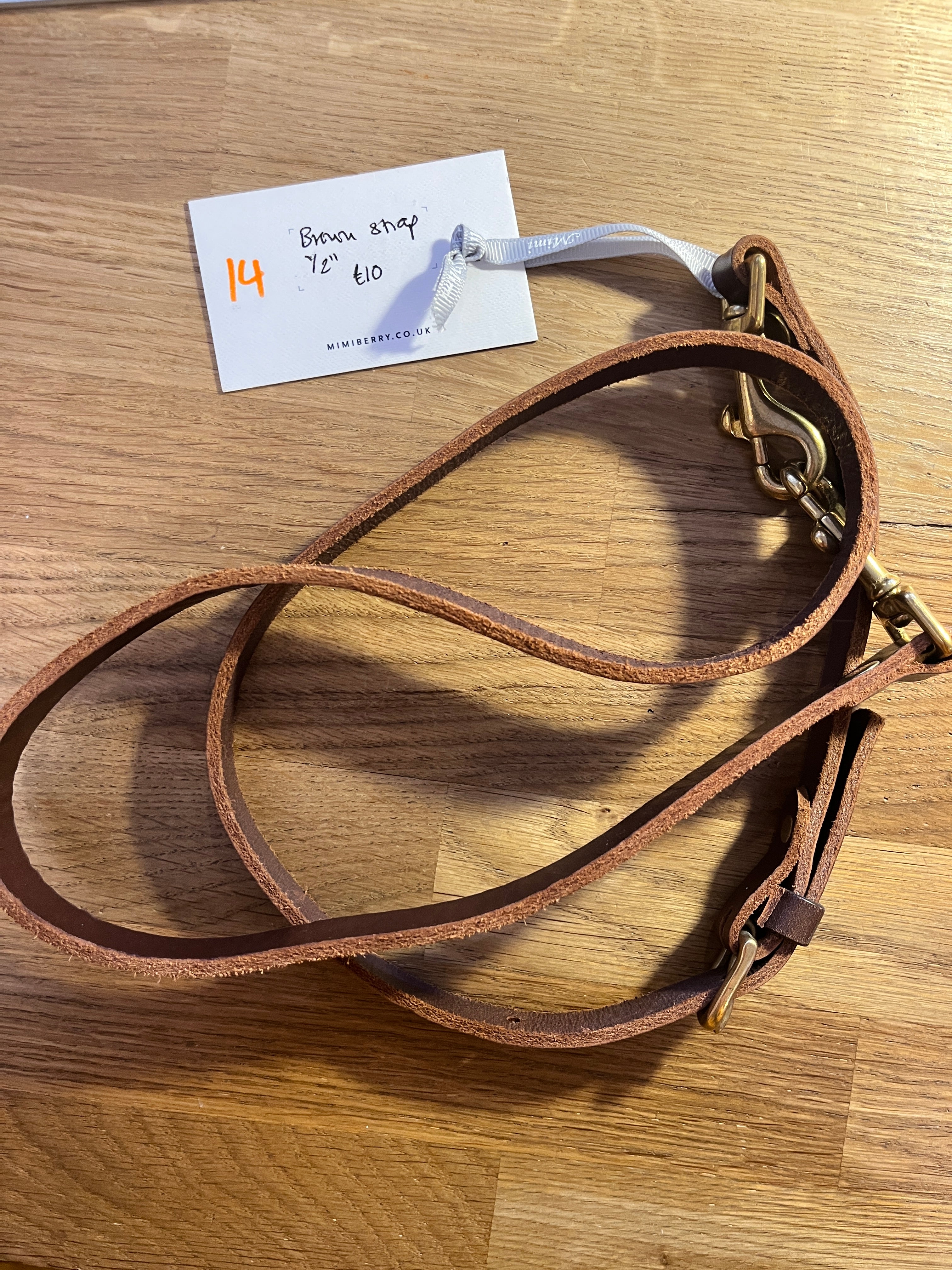 14 Leather Bag Strap 1/2" - Brown
