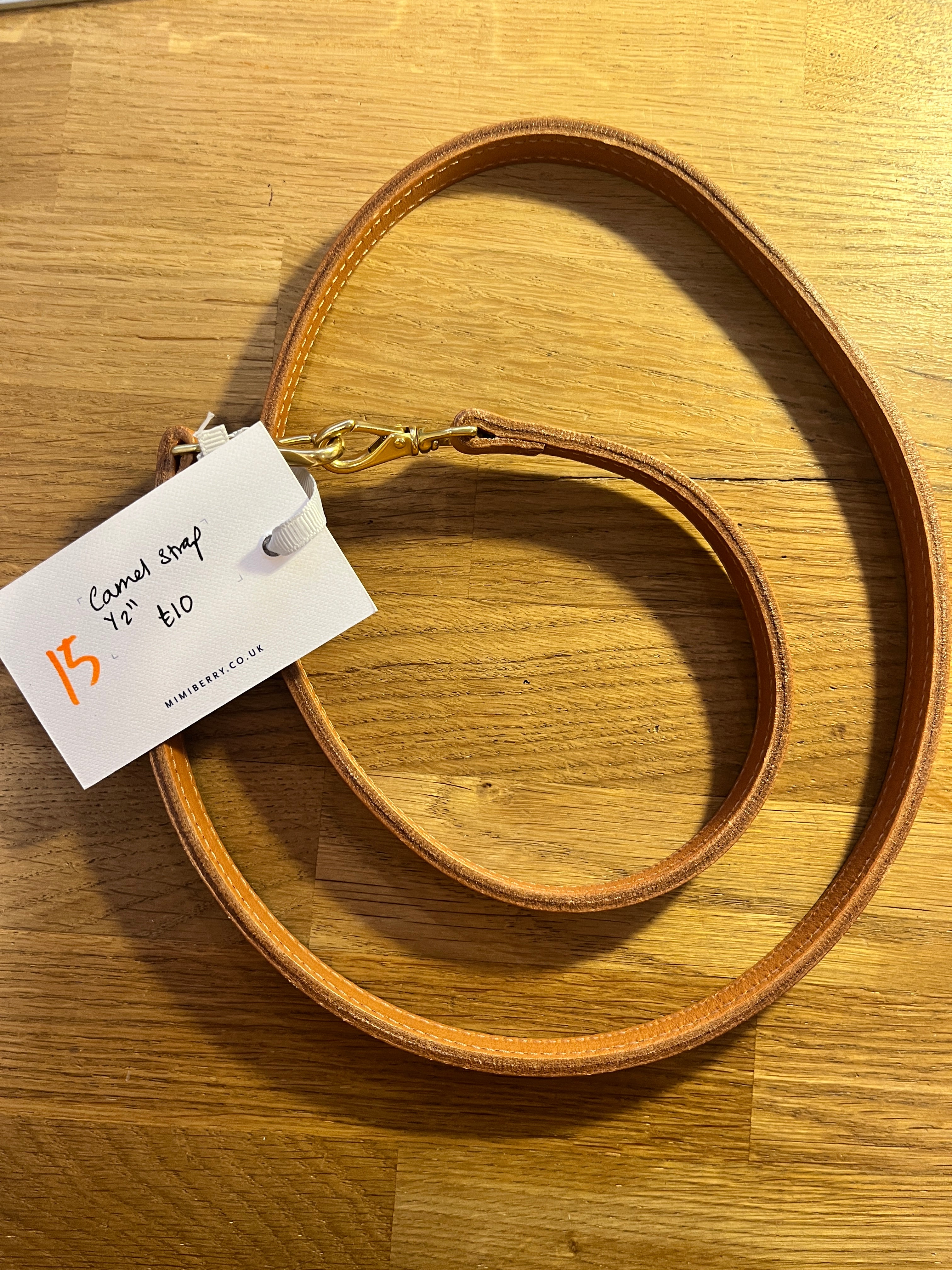 15 Leather Bag Strap 1/2" - Camel