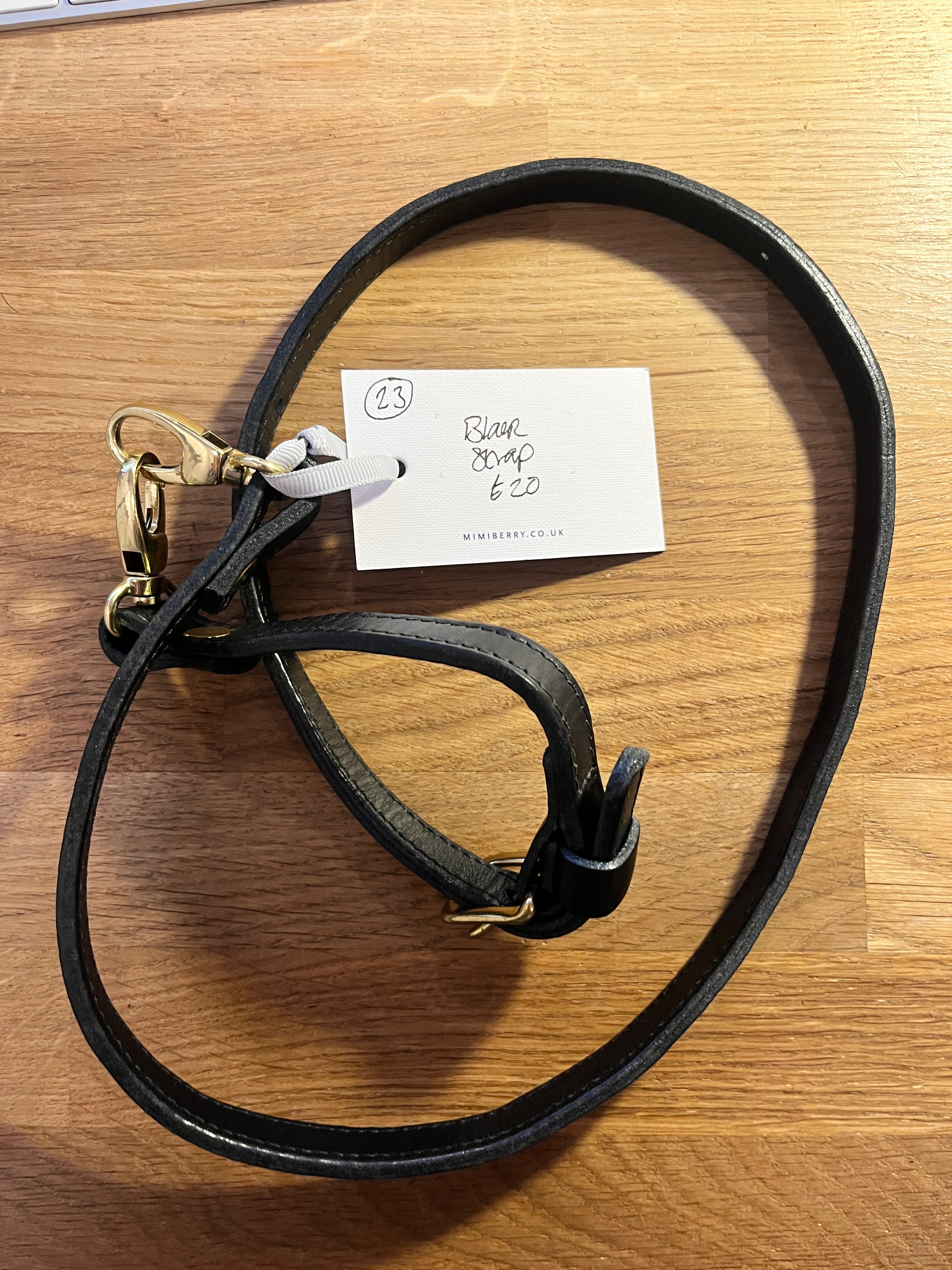 23 Leather Bag Strap - Black