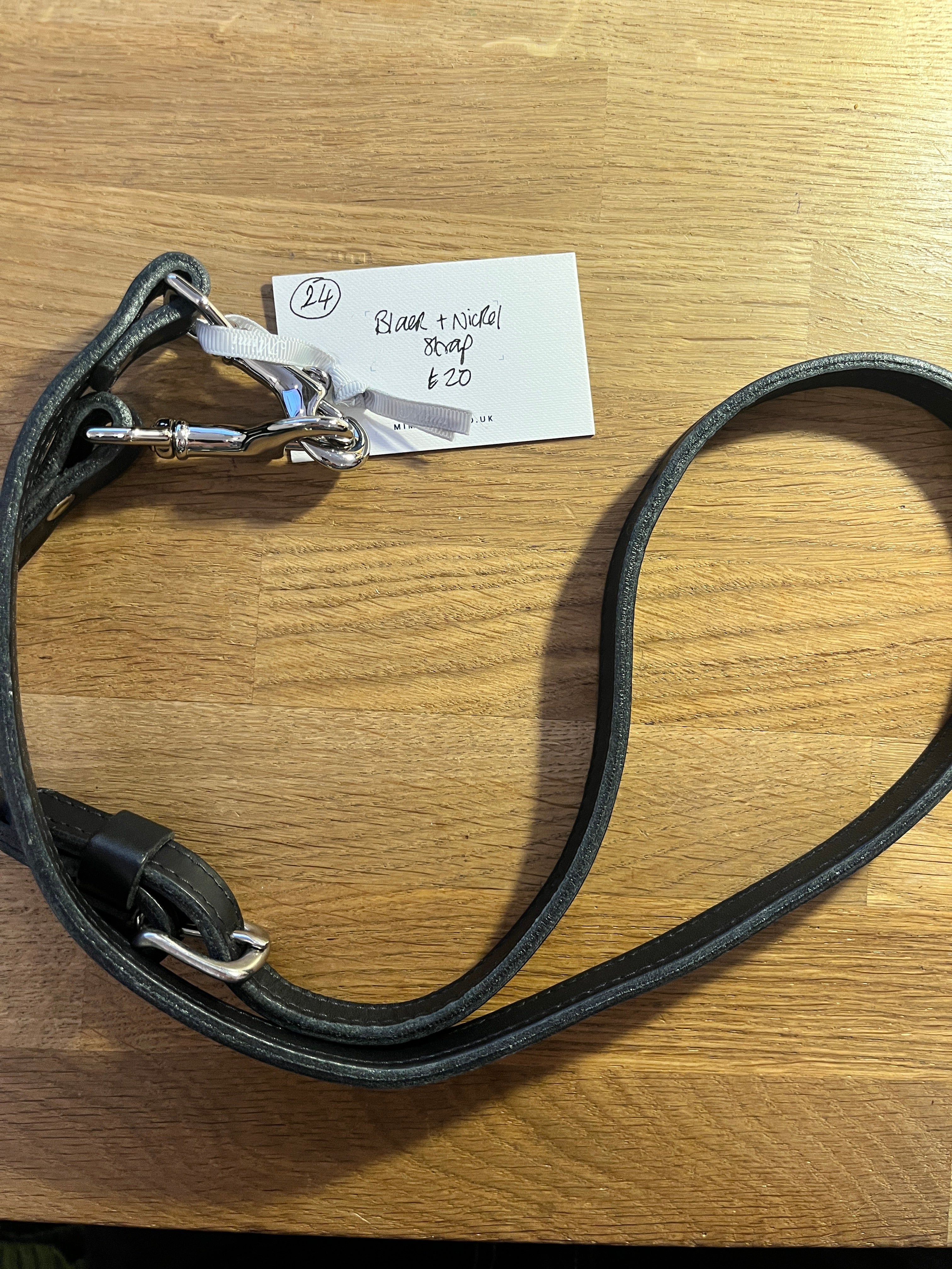 24 Leather Bag Strap - Black & Nickel