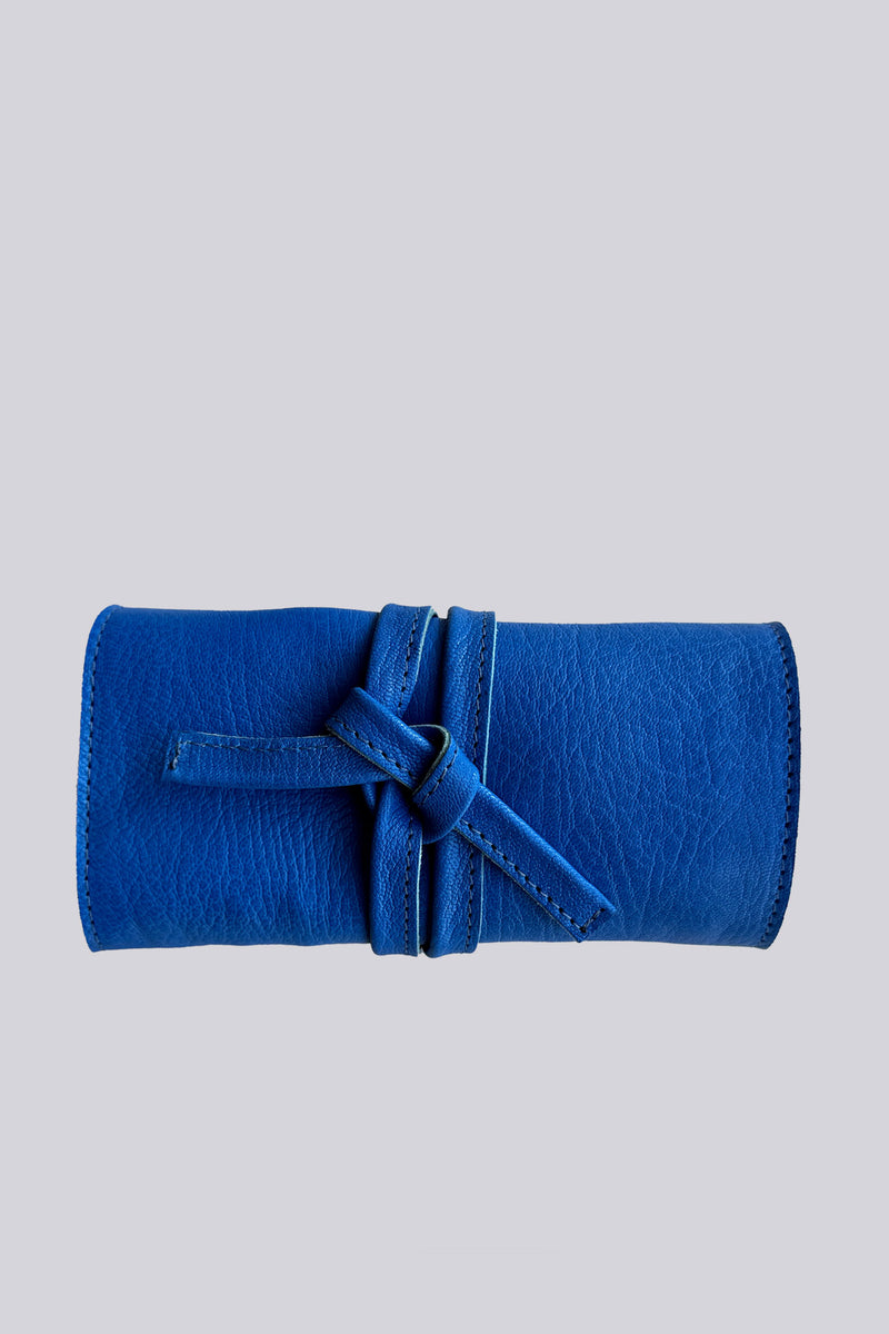 Jewellery Wrap - Grainy Blue & Black Suede