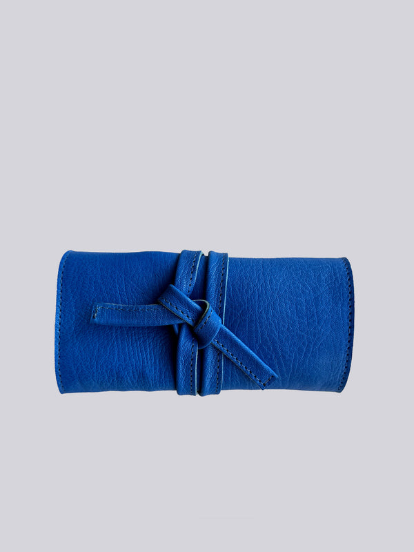 Jewellery Wrap - Grainy Blue & Black Suede