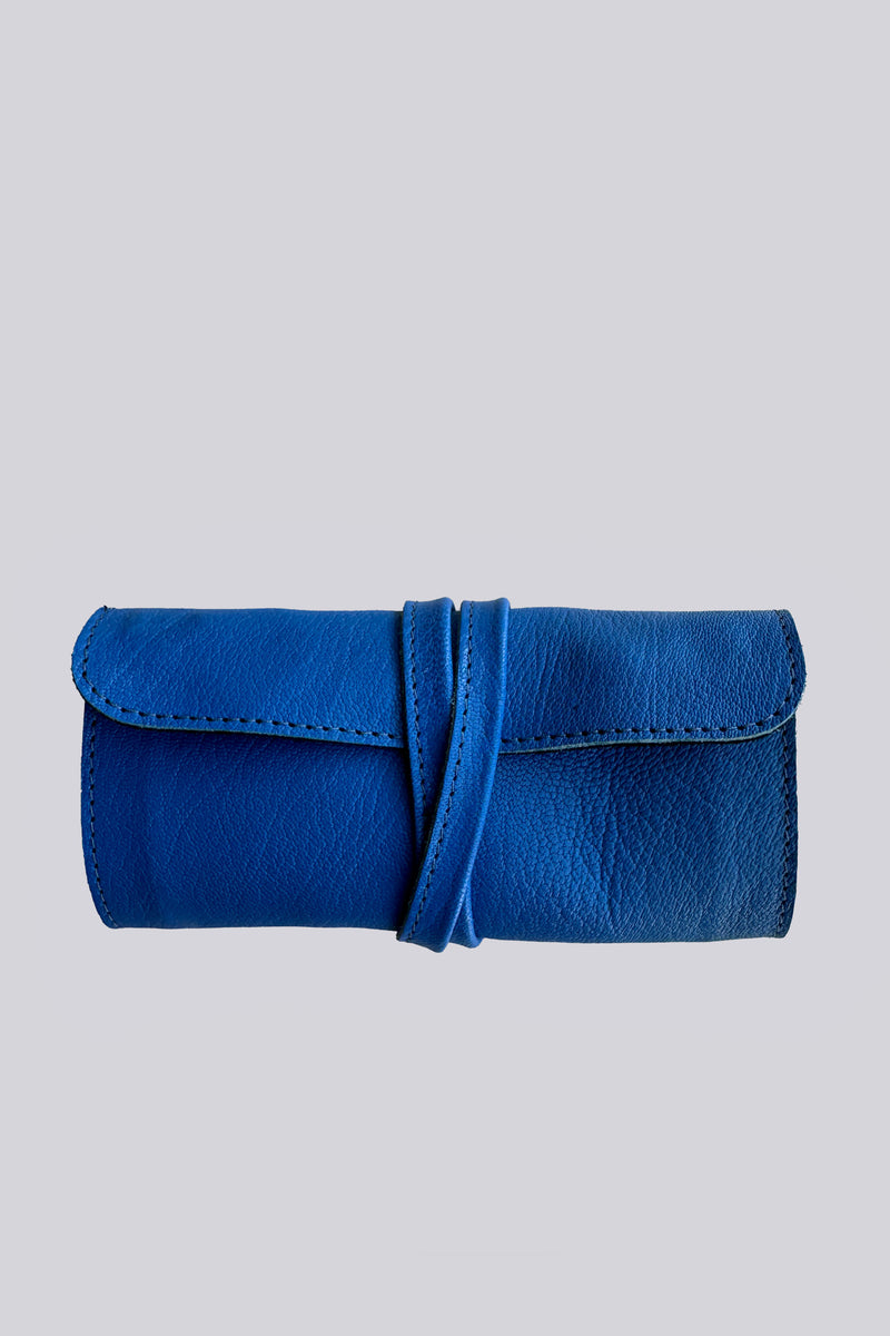 Jewellery Wrap - Grainy Blue & Black Suede
