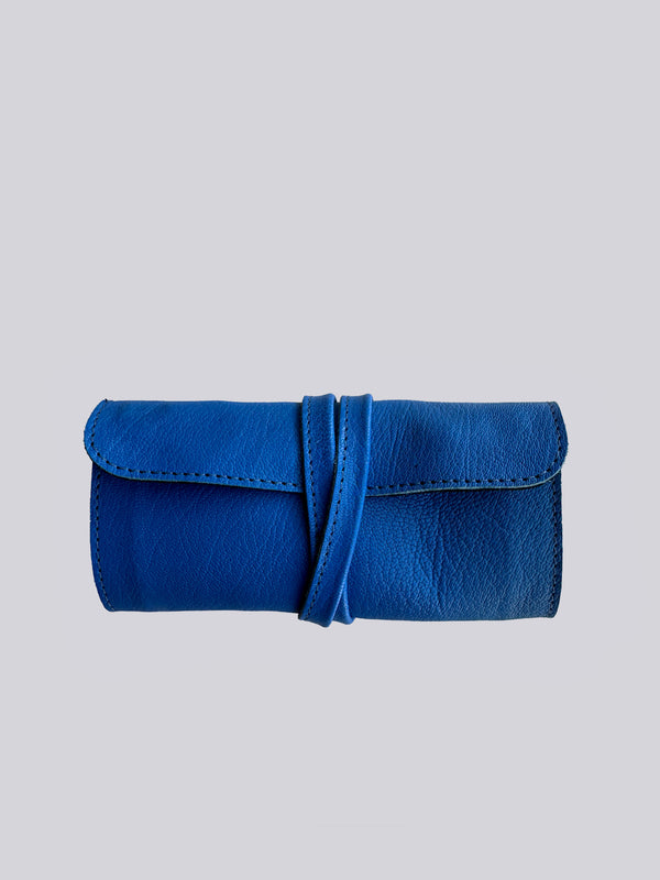 Jewellery Wrap - Grainy Blue & Black Suede