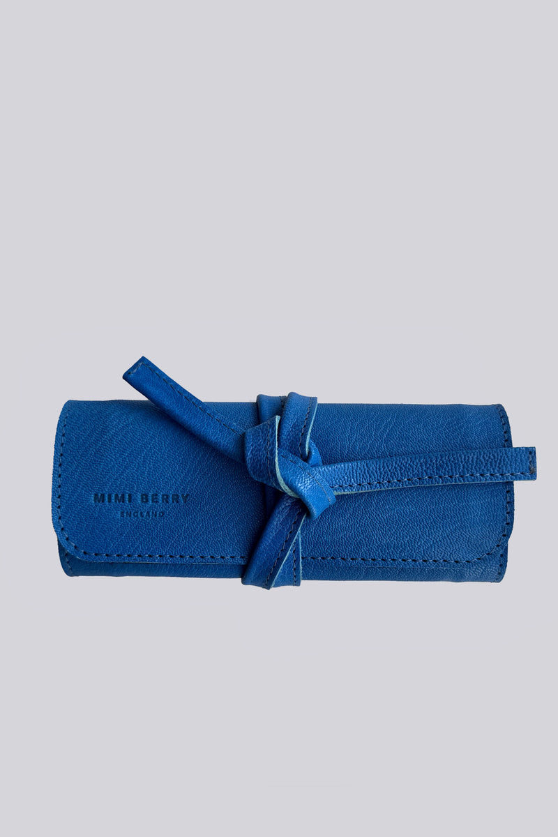 Jewellery Wrap - Grainy Blue & Black Suede