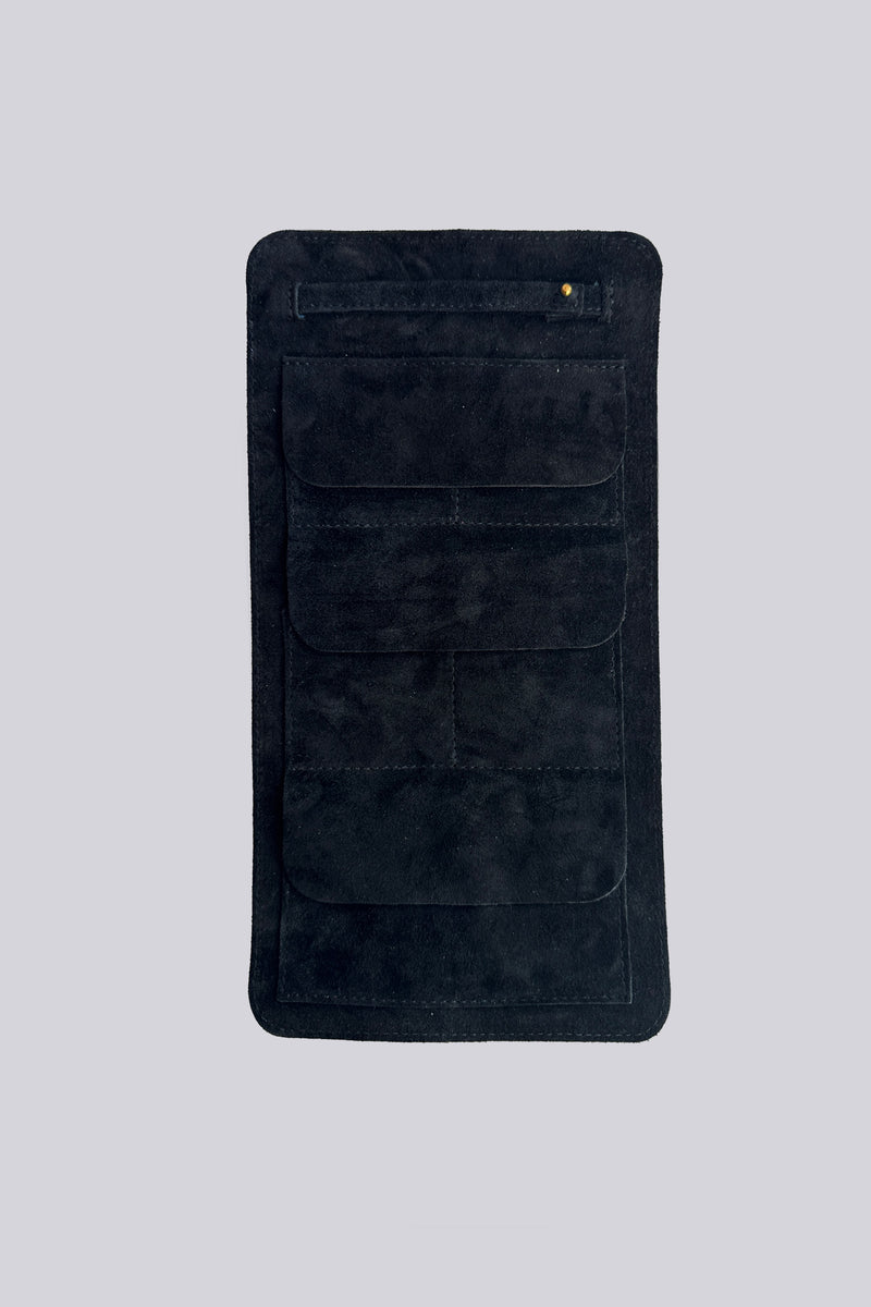 Jewellery Wrap - Grainy Blue & Black Suede