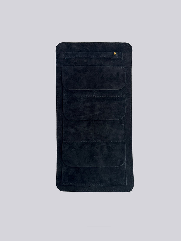 Jewellery Wrap - Grainy Blue & Black Suede
