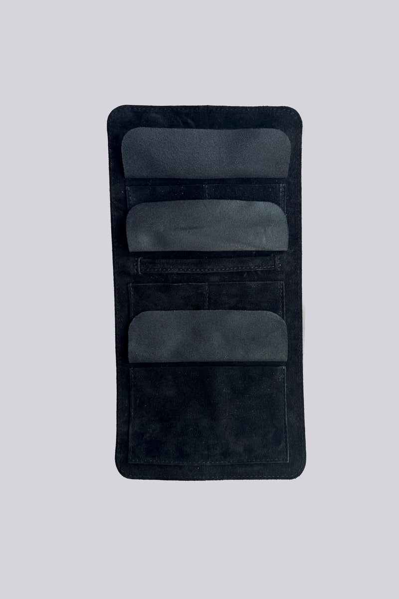 Jewellery Wrap - Grainy Blue & Black Suede