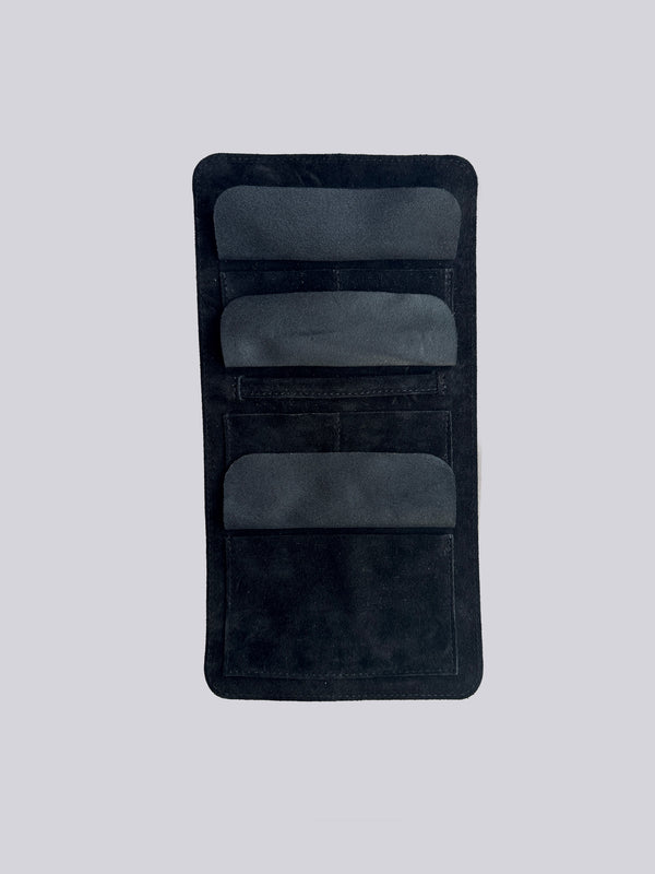 Jewellery Wrap - Grainy Blue & Black Suede