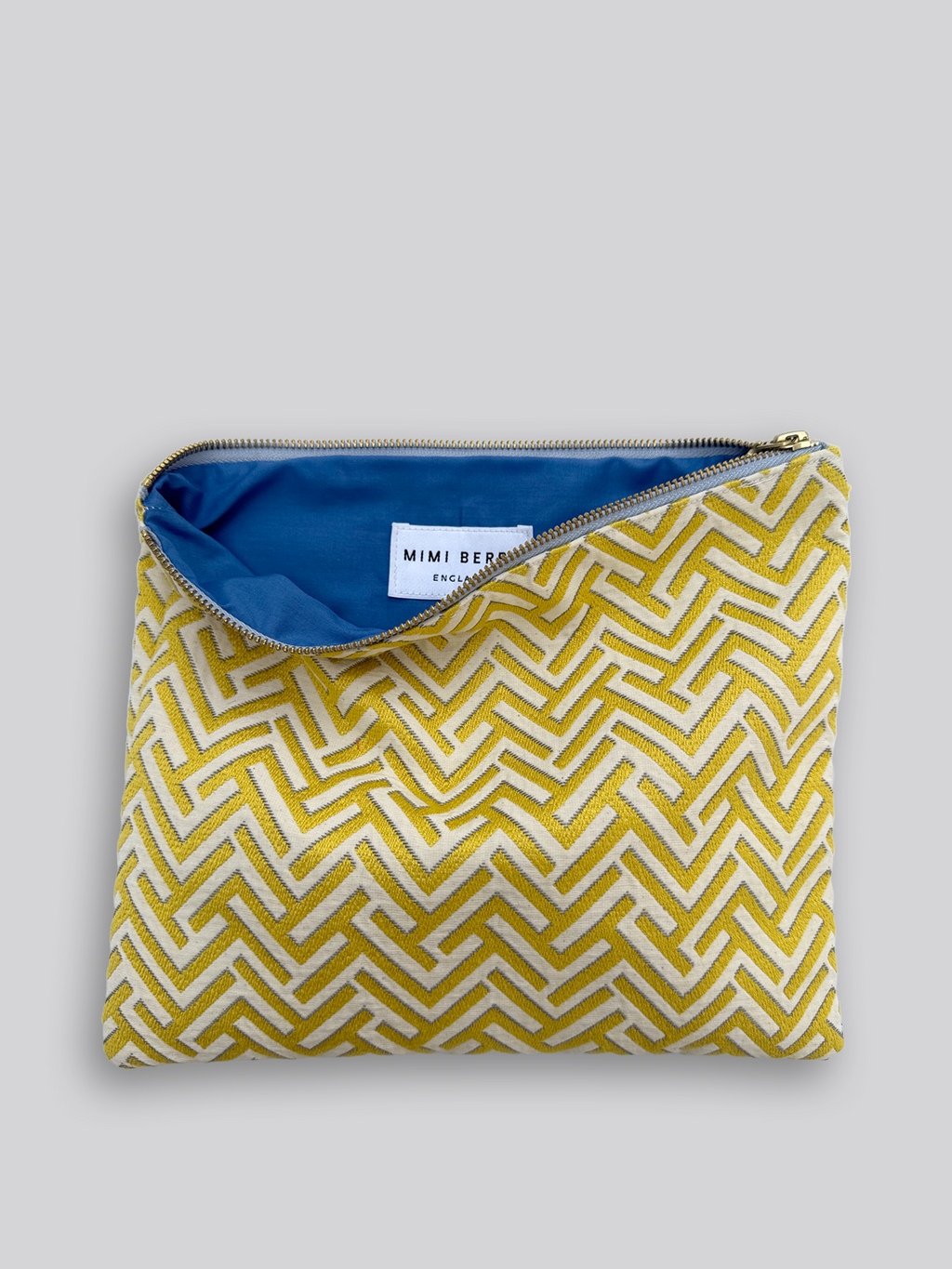 Large Fabric Pouch - Geometric Yellow