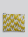 Large Fabric Pouch - Geometric Yellow