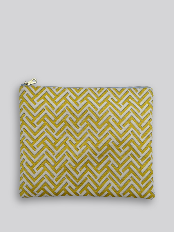 Large Fabric Pouch - Geometric Yellow