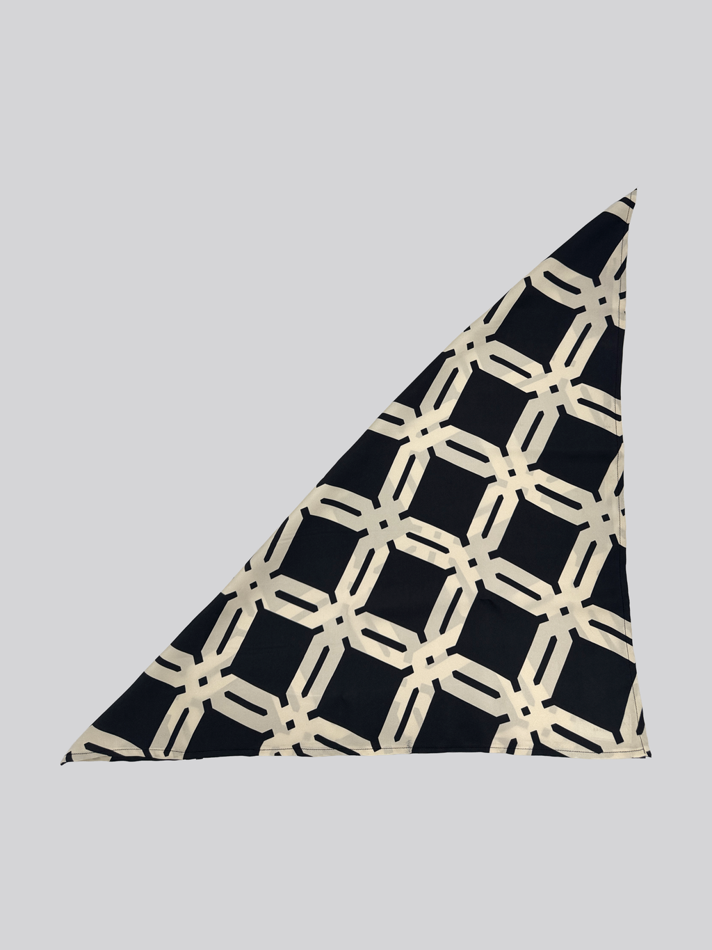 100% Silk Twill Scarf - Cream and Black Mono print