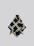 100% Silk Twill Scarf - Cream and Black Mono print