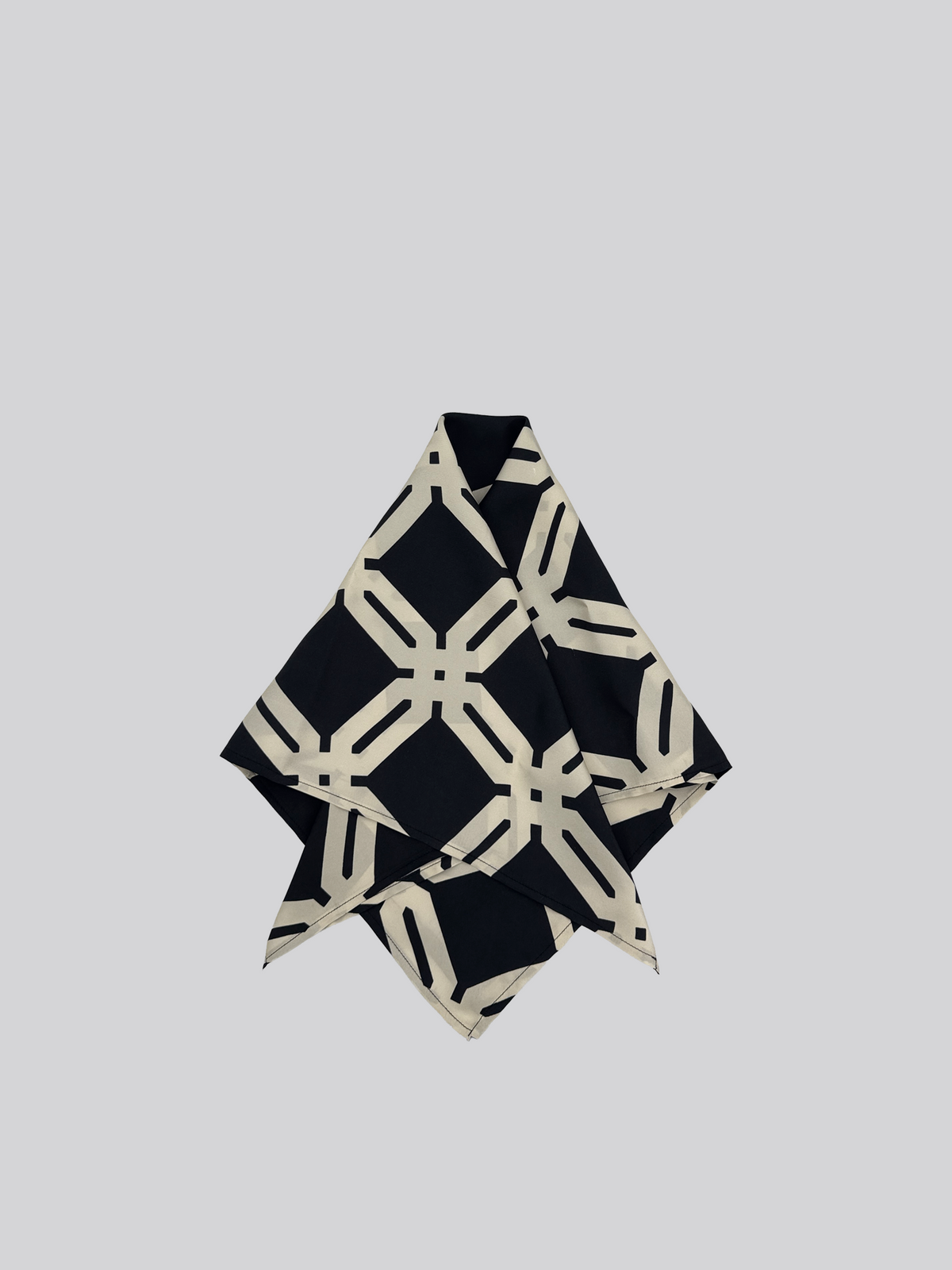 100% Silk Twill Scarf - Cream and Black Mono print