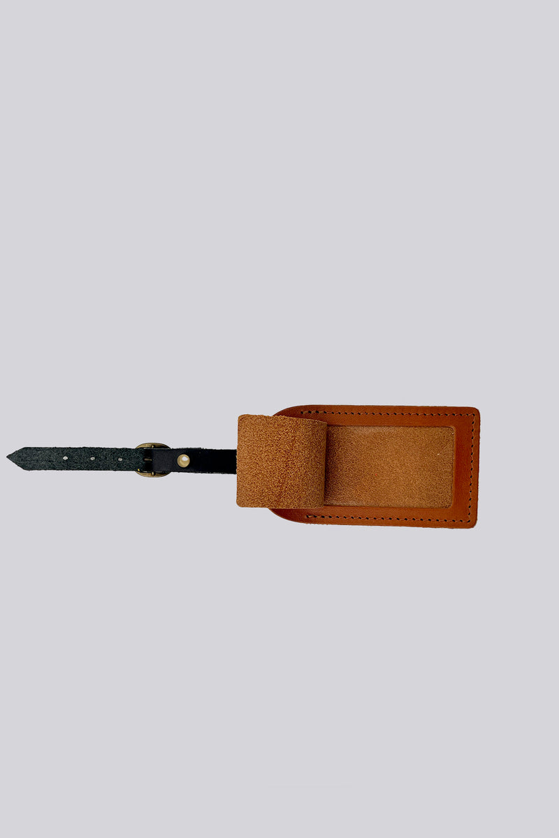 Luggage Tag - Dark Tan & Black