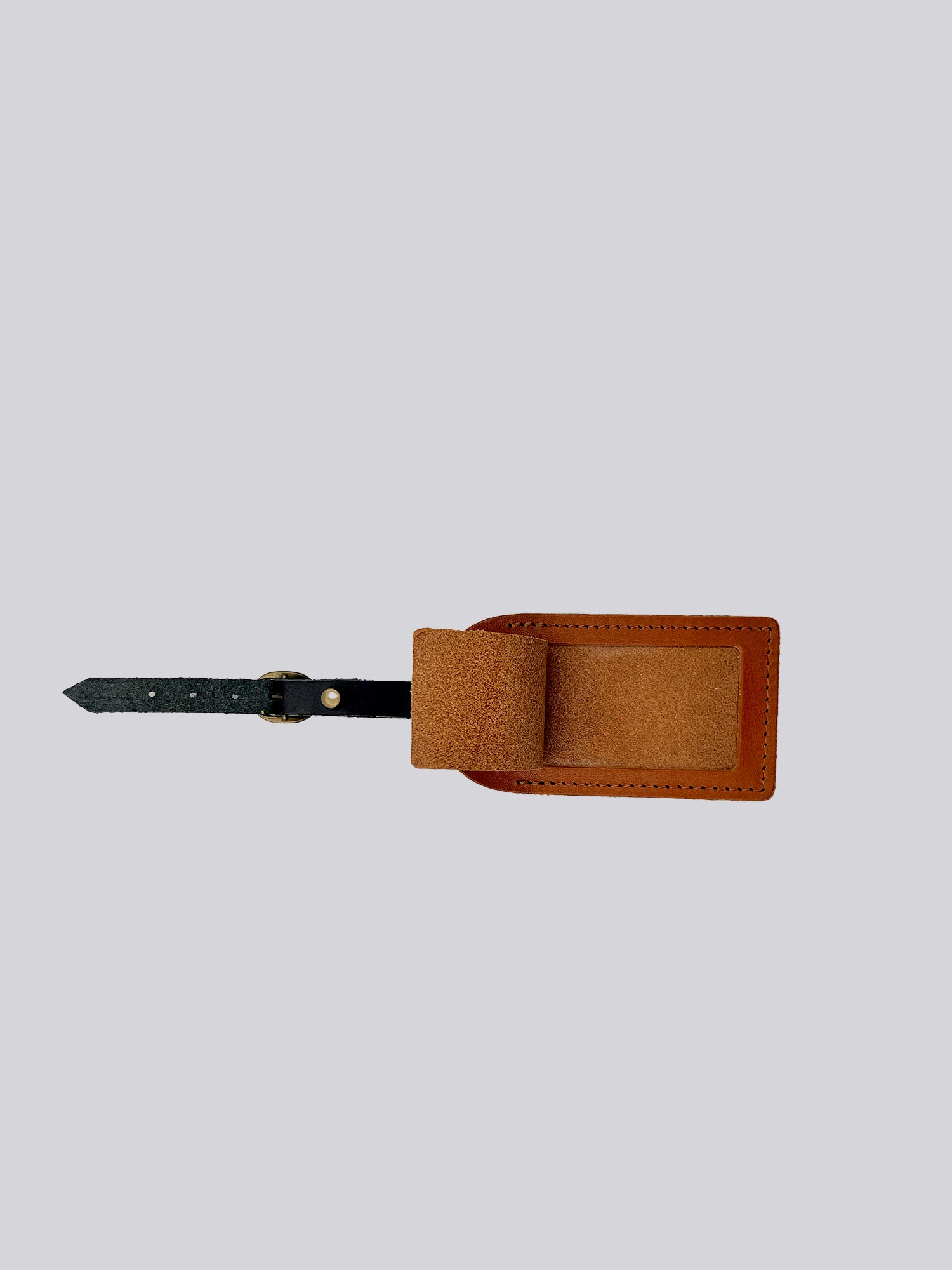 Luggage Tag - Dark Tan & Black