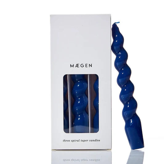 Single Spiral Taper Candle - Navy