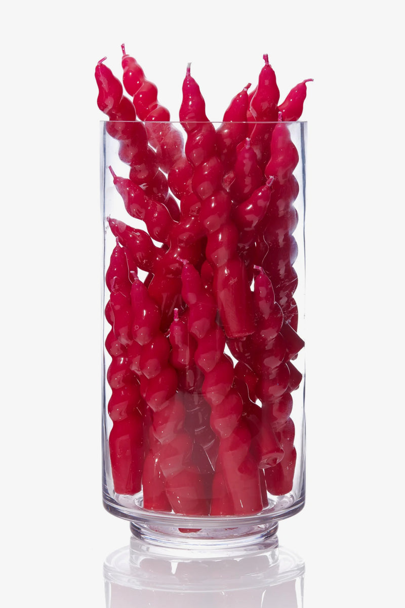 Single Spiral Taper Candle - Magenta