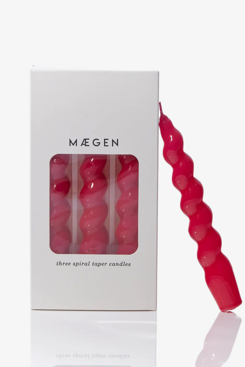Single Spiral Taper Candle - Magenta