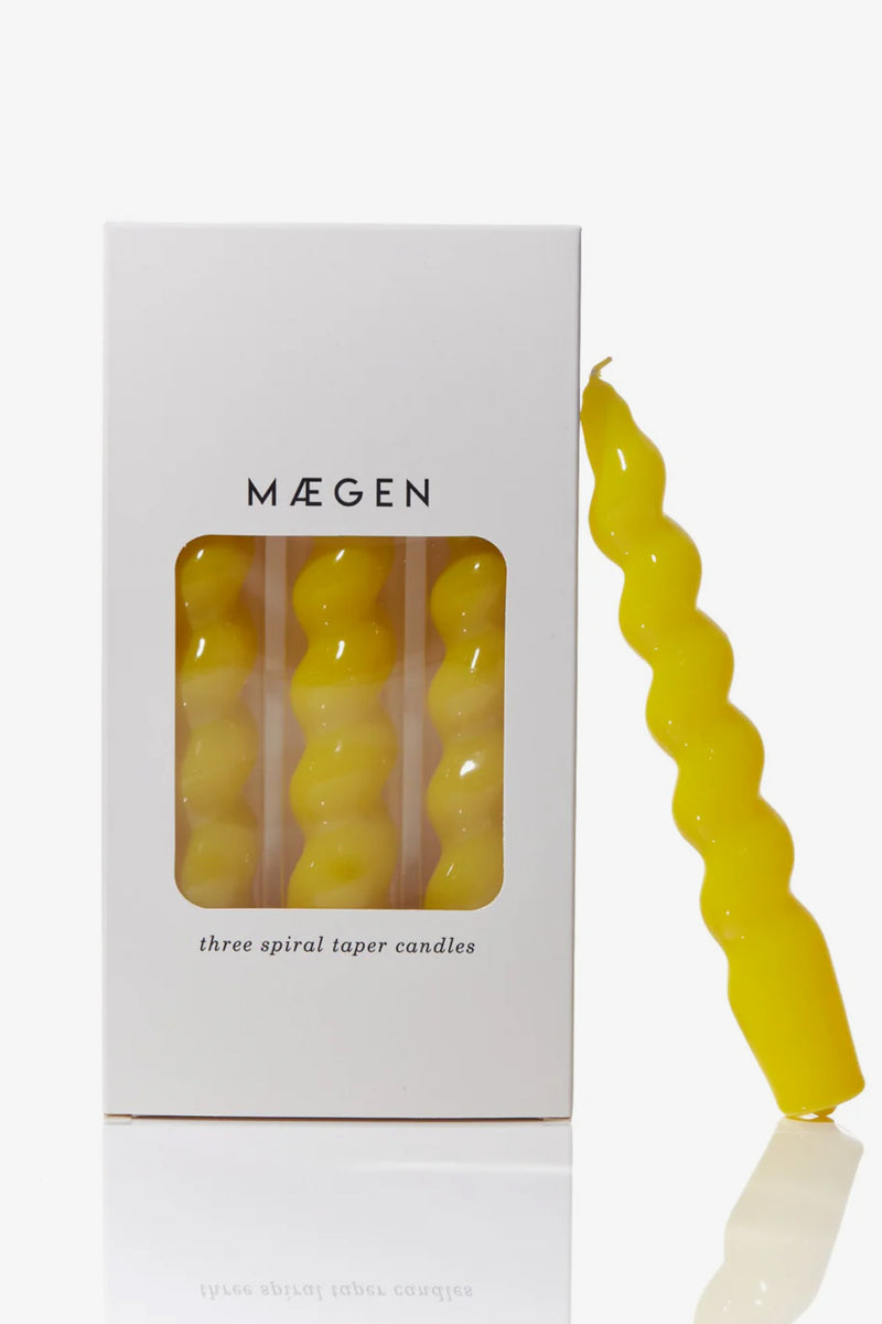Single Spiral Taper Candle - Yellow