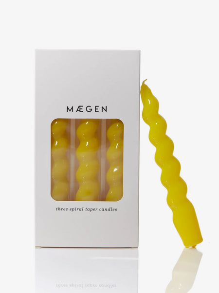 Single Spiral Taper Candle - Yellow