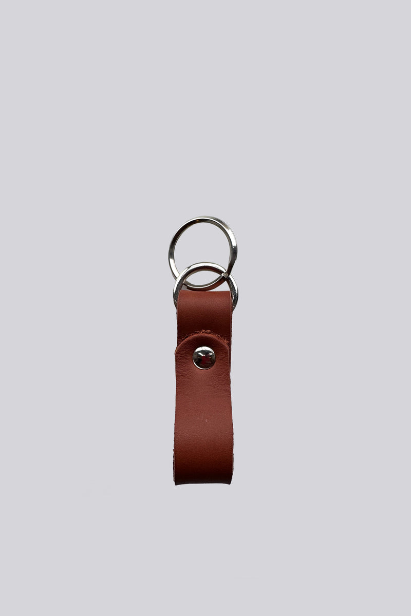 Medium Keyring - Brown & Nickel