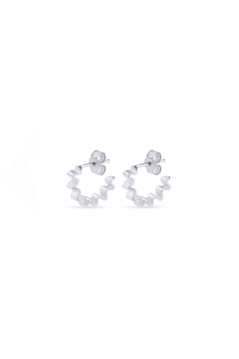 Mini Ondulée Recycled Silver Hoop Earrings by Olivia Taylor