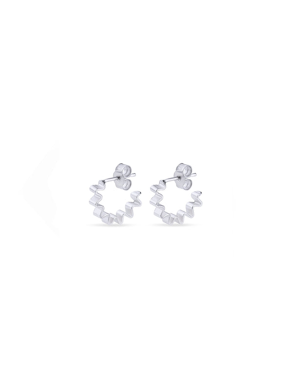 Mini Ondulée Recycled Silver Hoop Earrings by Olivia Taylor