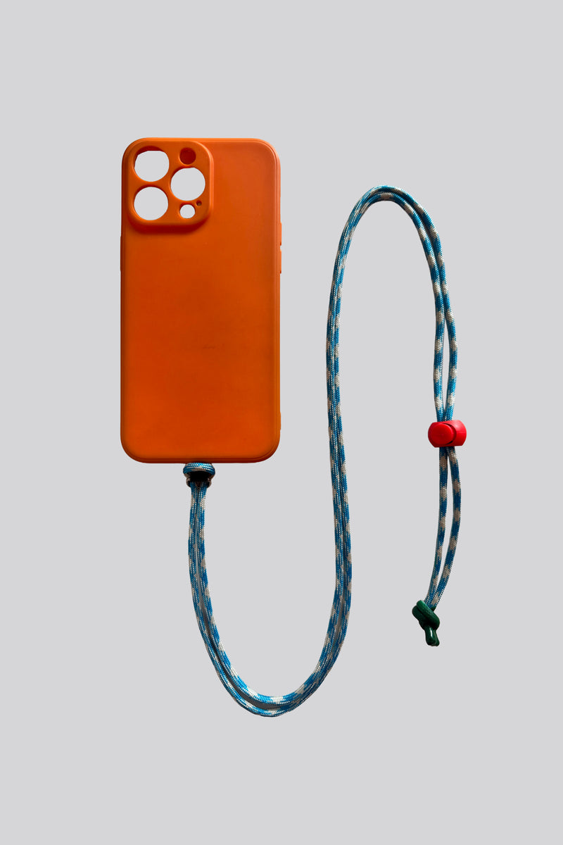 Nylon Cord Phone Strap - Blue & White