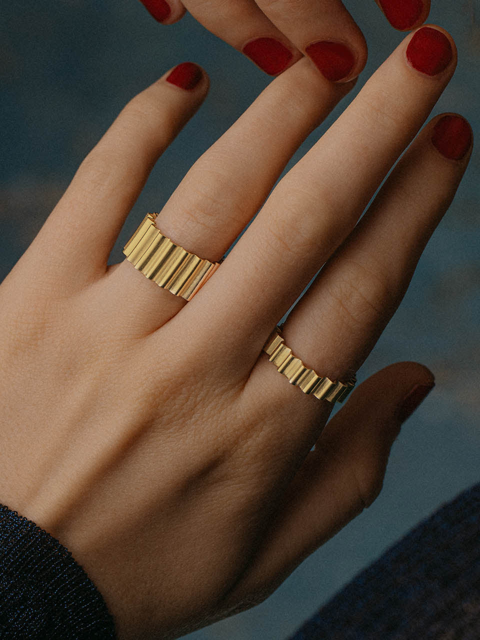 Thin Ondulée 18ct Gold Vermeil Ring by Olivia Taylor