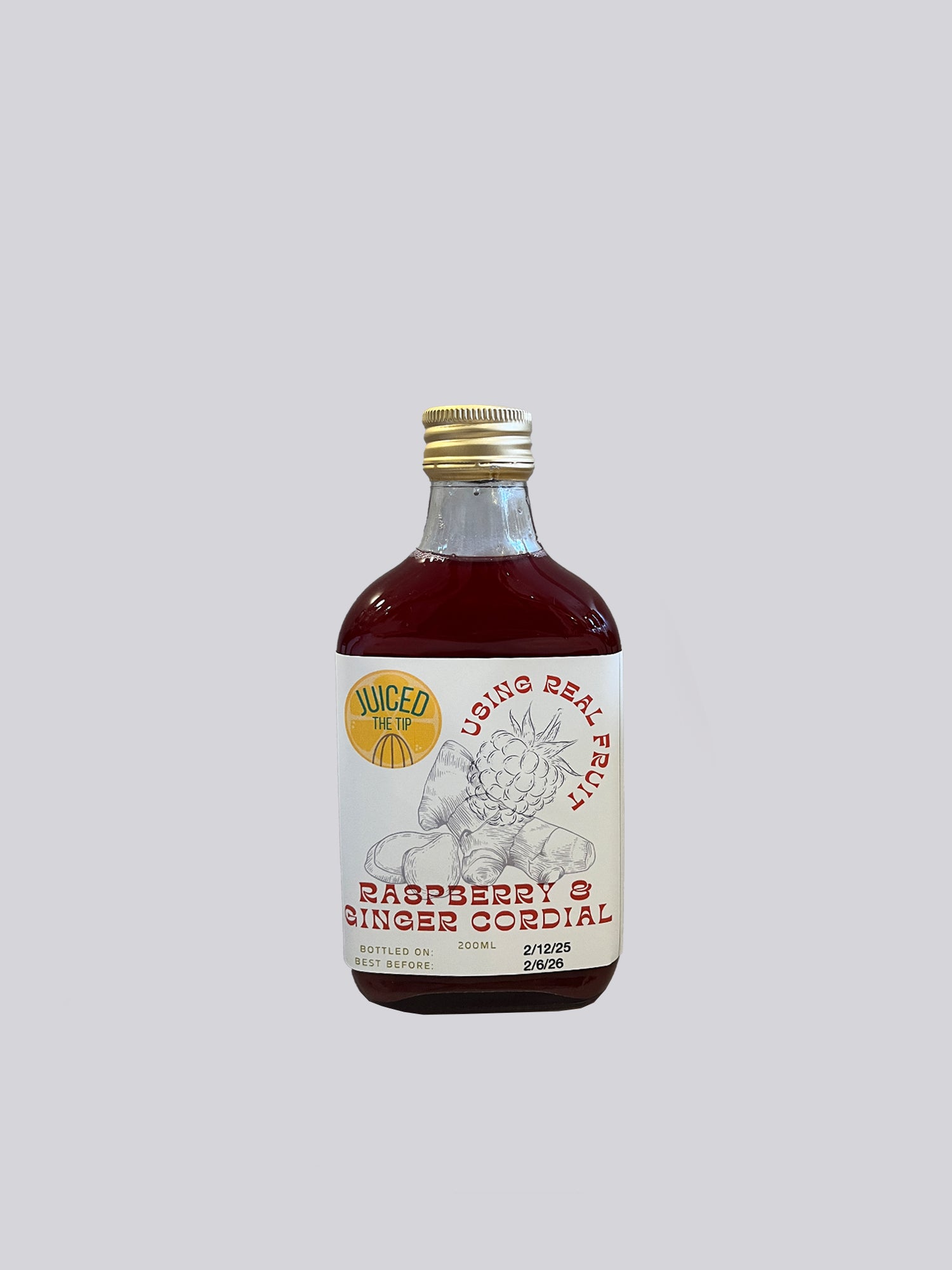 Raspberry & Ginger Natural Cordial by Juiced the Tip