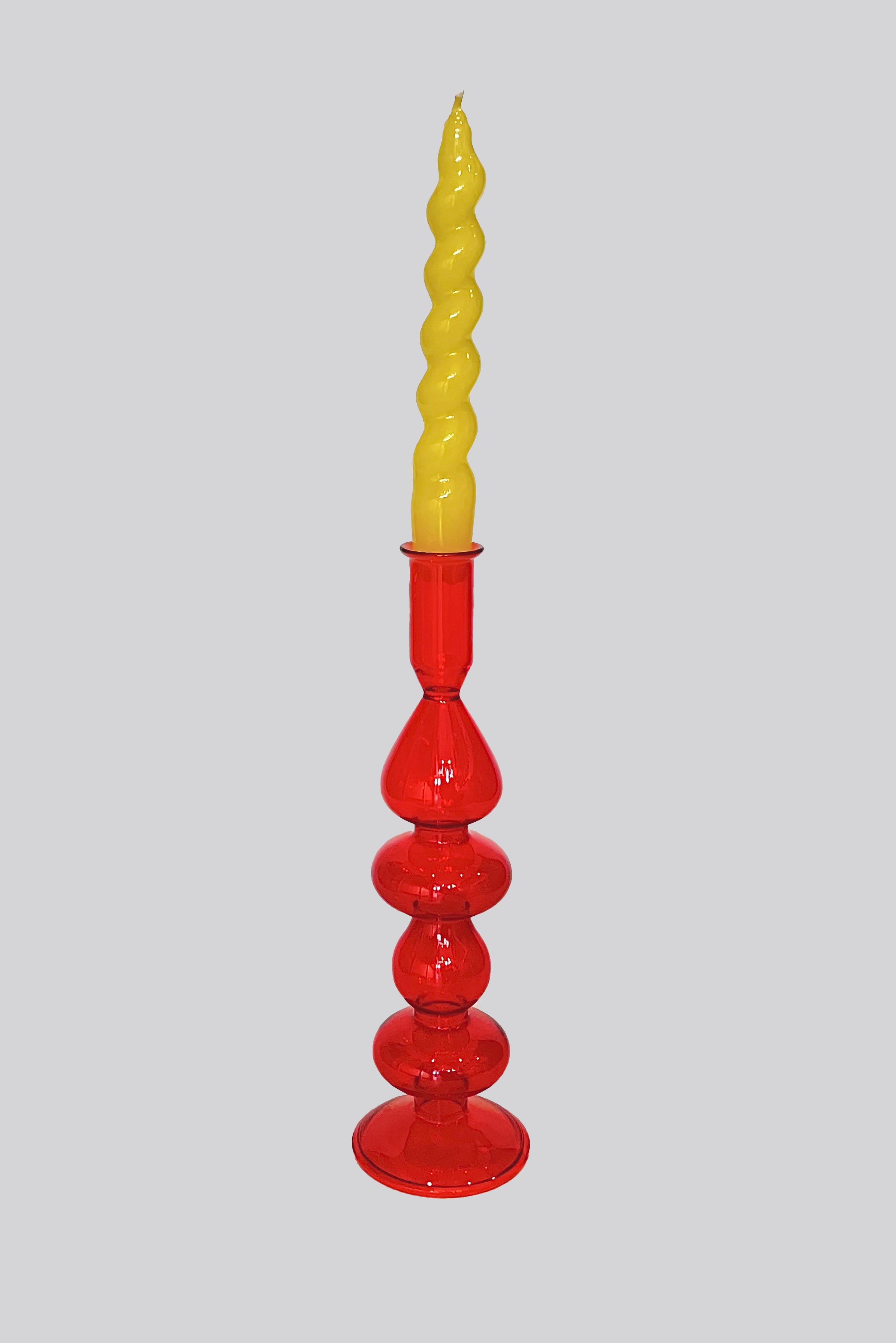 Large Red Glass Candlestick