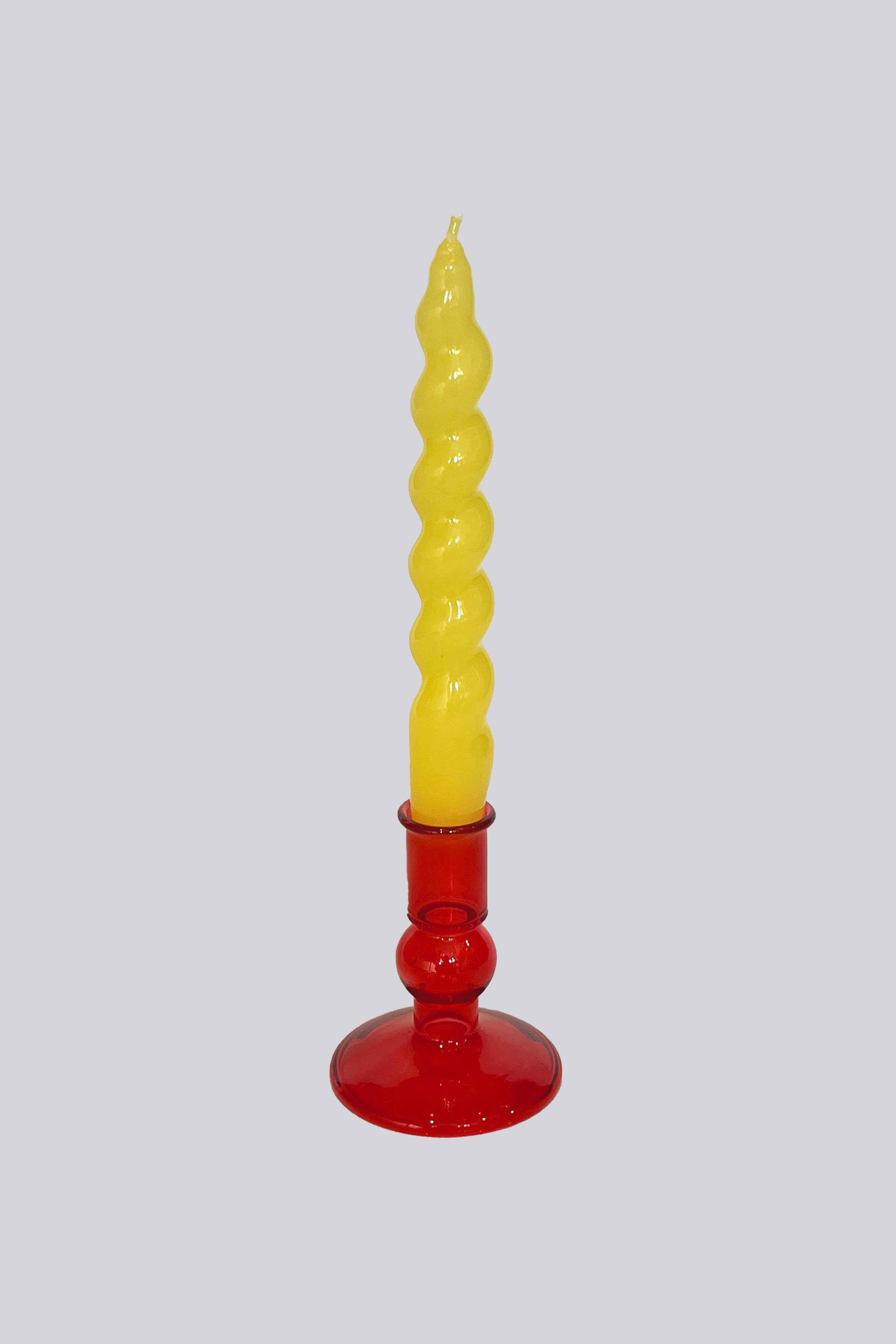 Small Red Glass Candlestick